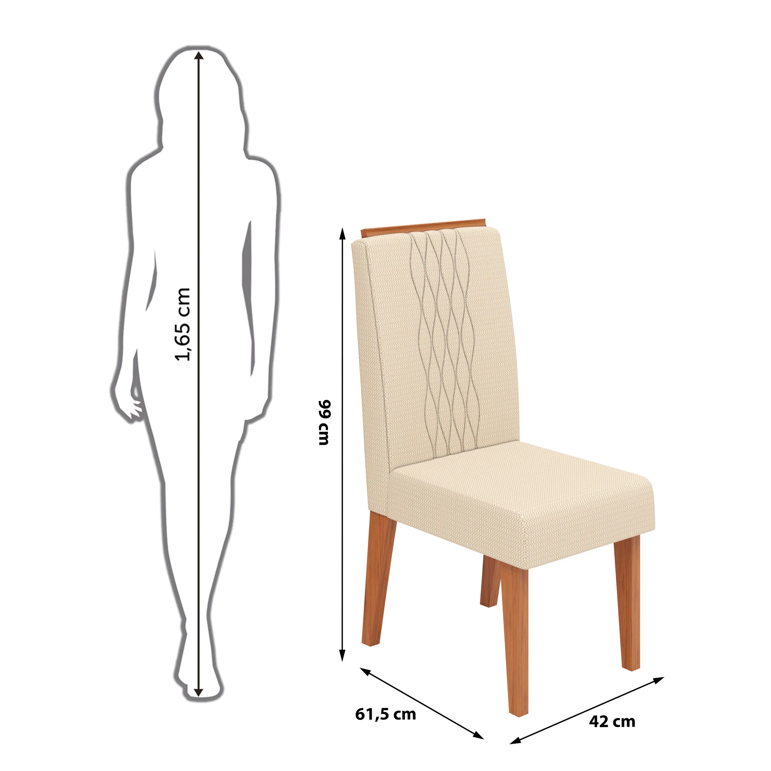 CONJUNTO DE CADEIRA LIA (2 UNIDADES) FREIJO/LINHO NEVE - Image 3