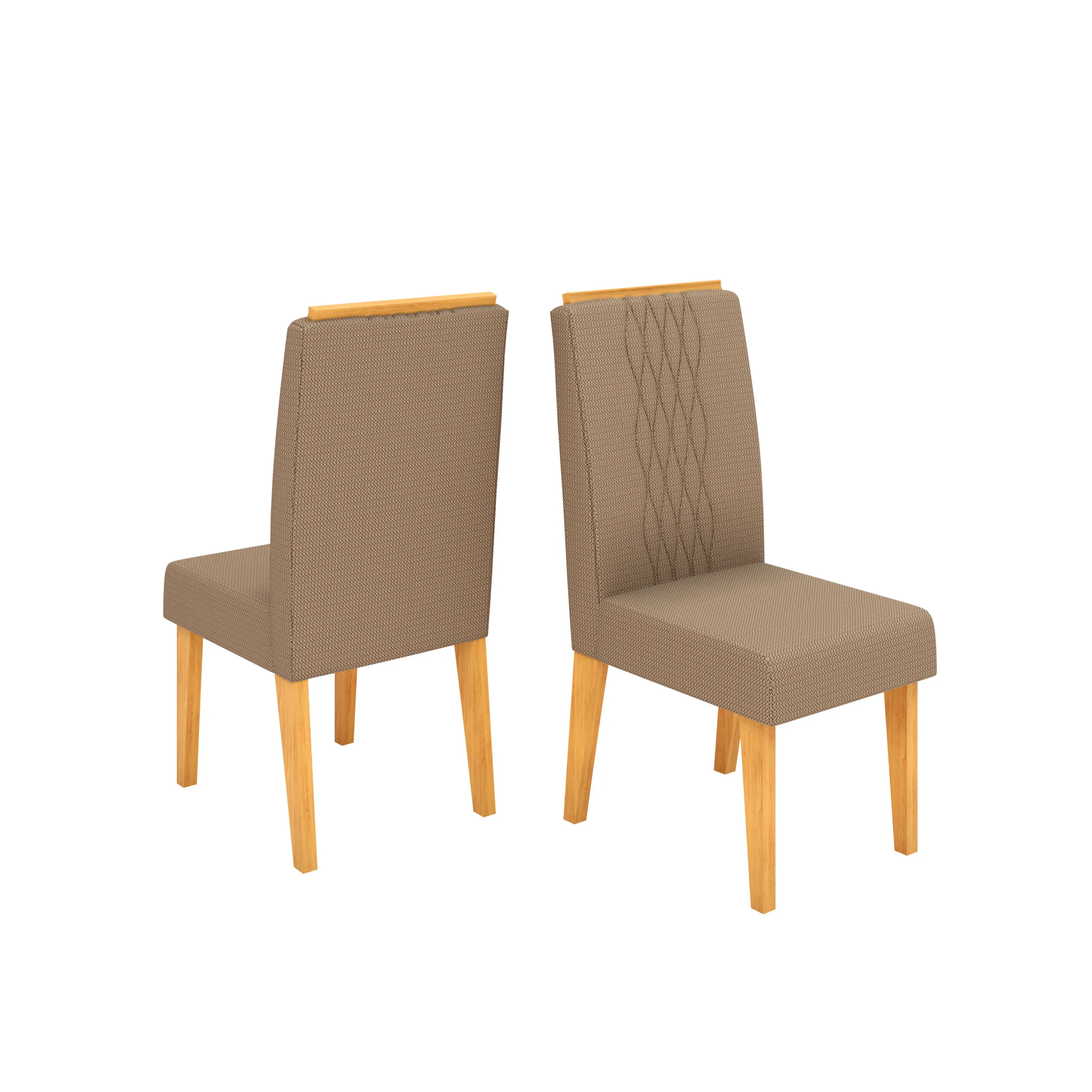 CONJUNTO DE CADEIRA LIA (2 UNIDADES) CEDRO/LINHO BEGE
