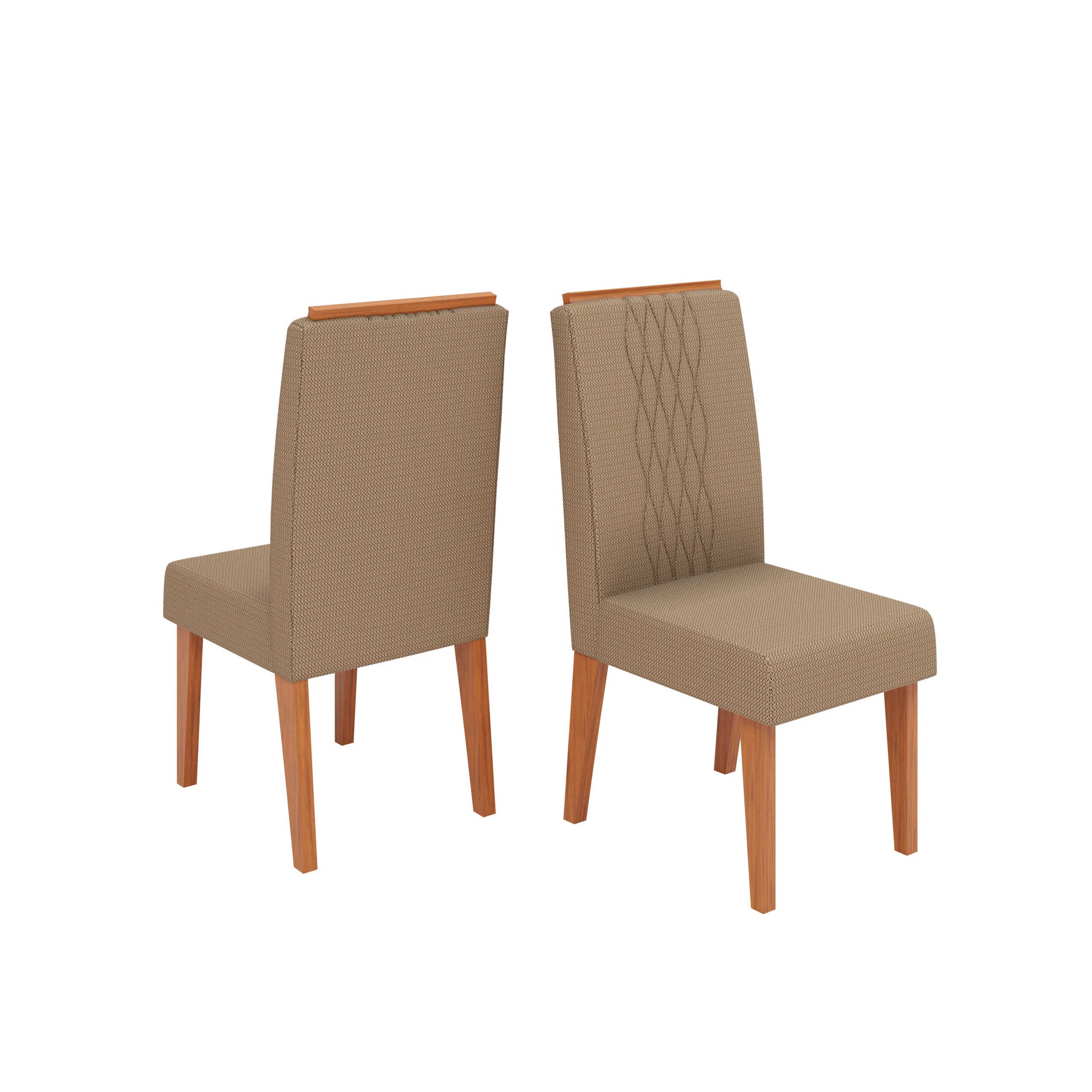 CONJUNTO DE CADEIRA LIA (2 UNIDADES) FREIJO/LINHO BEGE