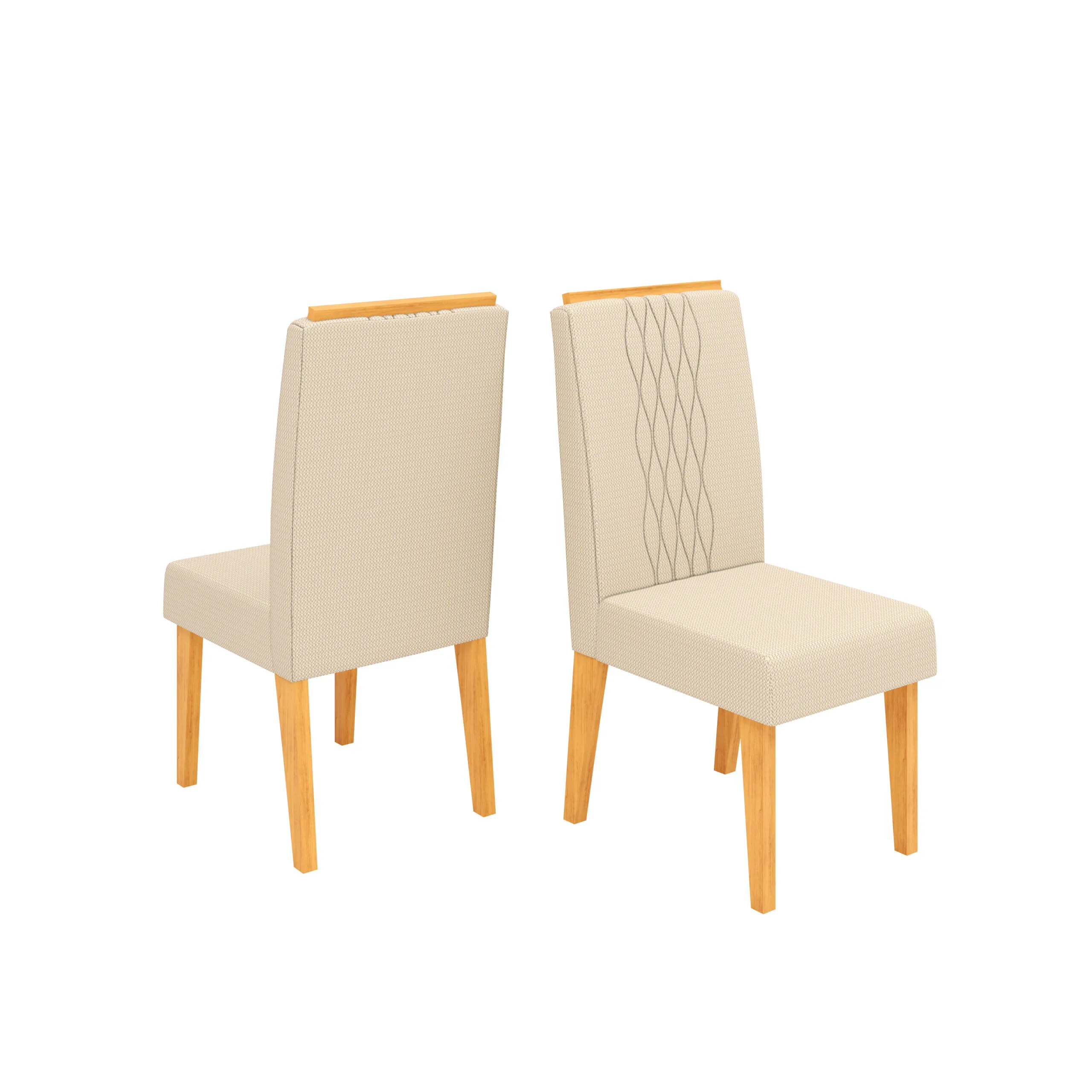 CONJUNTO DE CADEIRA LIA (2 UNIDADES) CEDRO/LINHO NEVE