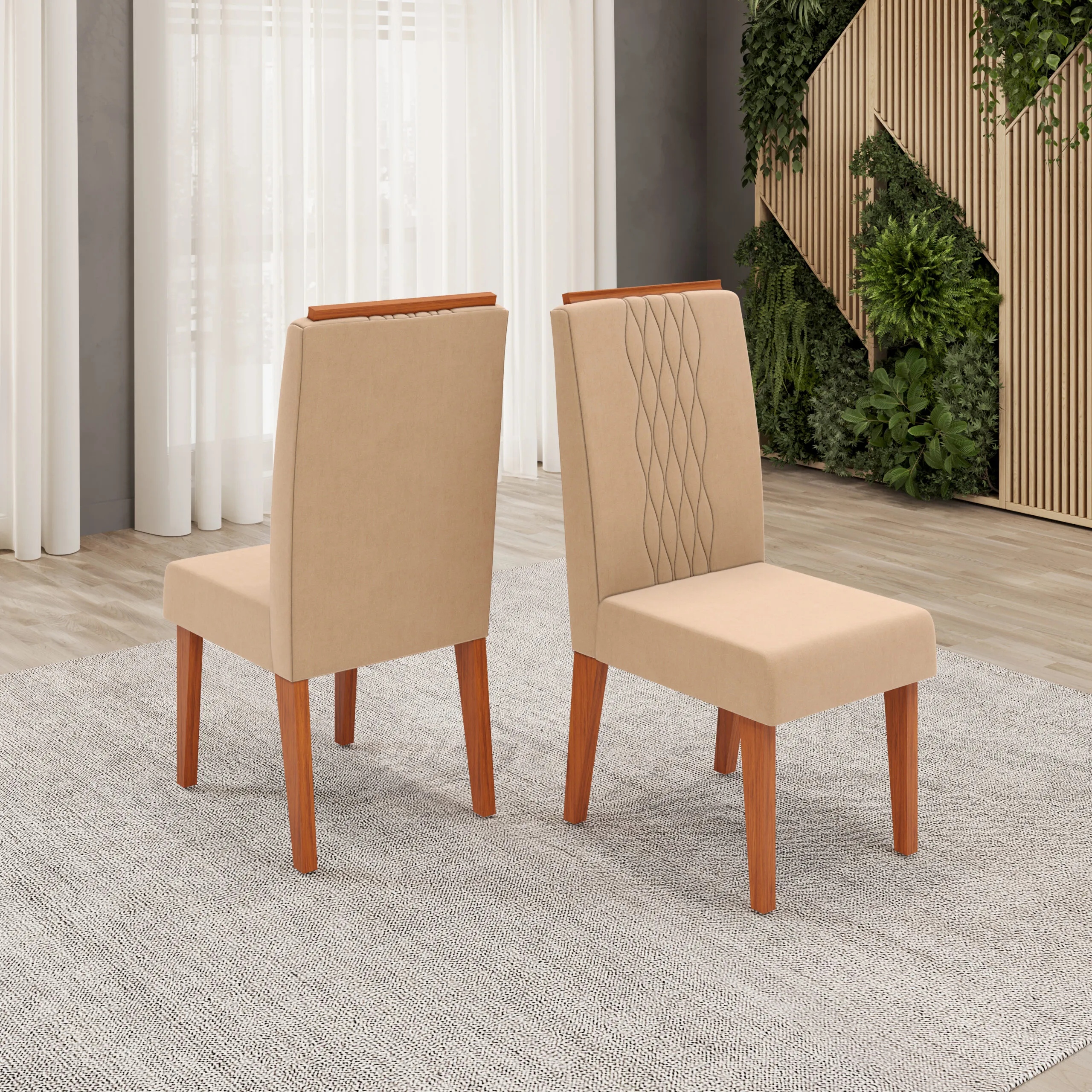 CONJUNTO DE CADEIRA LIA (2 UNIDADES) FREIJO/VELUDO KRAFT - Image 3