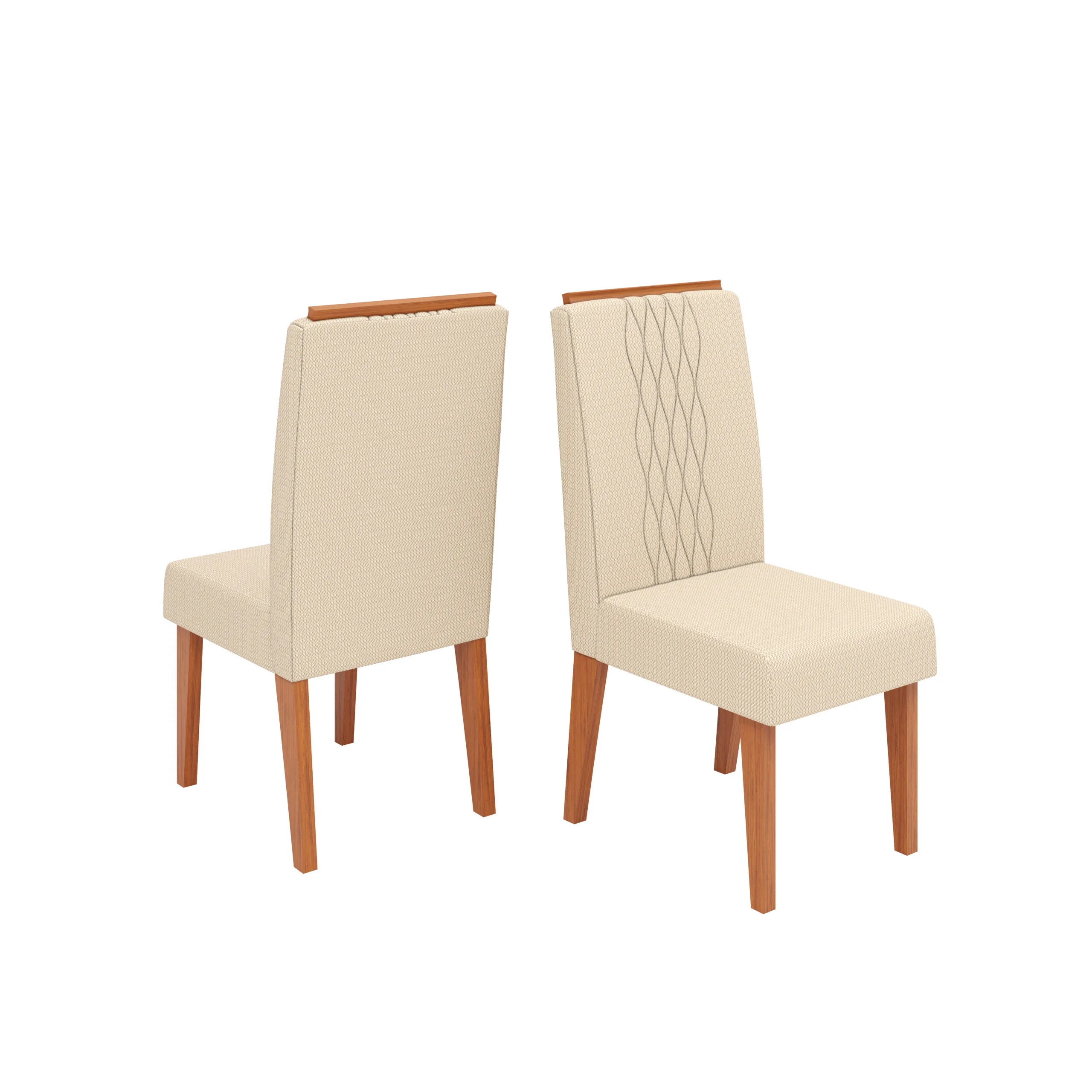 CONJUNTO DE CADEIRA LIA (2 UNIDADES) FREIJO/LINHO NEVE