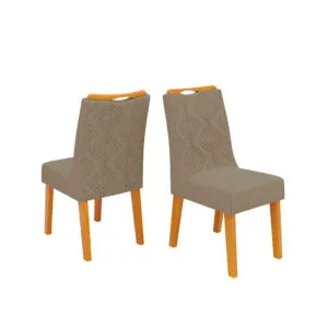CONJUNTO DE CADEIRA STELA (2 UNIDADES) MADEIRA IPE/LINHO BEGE