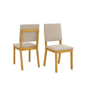 CONJUNTO DE CADEIRA TALIA (2 UNIDADES) CEDRO/VELUDO CREME