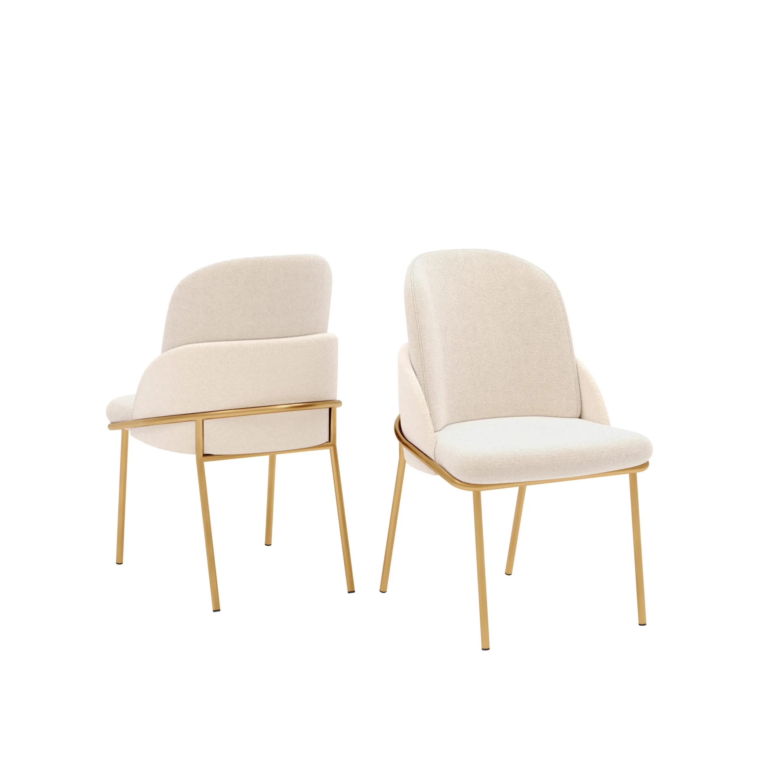 CONJUNTO DE CADEIRA VITTA - COM PES EM METAL DOURADO (6 UNIDADES) DOURADO/BOUCLE PEROLA - Image 2