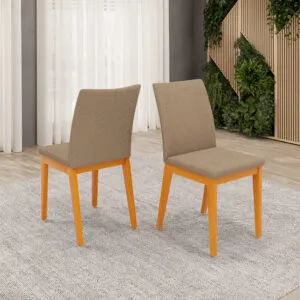 CONJUNTO DE CADEIRA VITORIA (2 UNIDADES) MADEIRA IPE/VELUDO BEGE