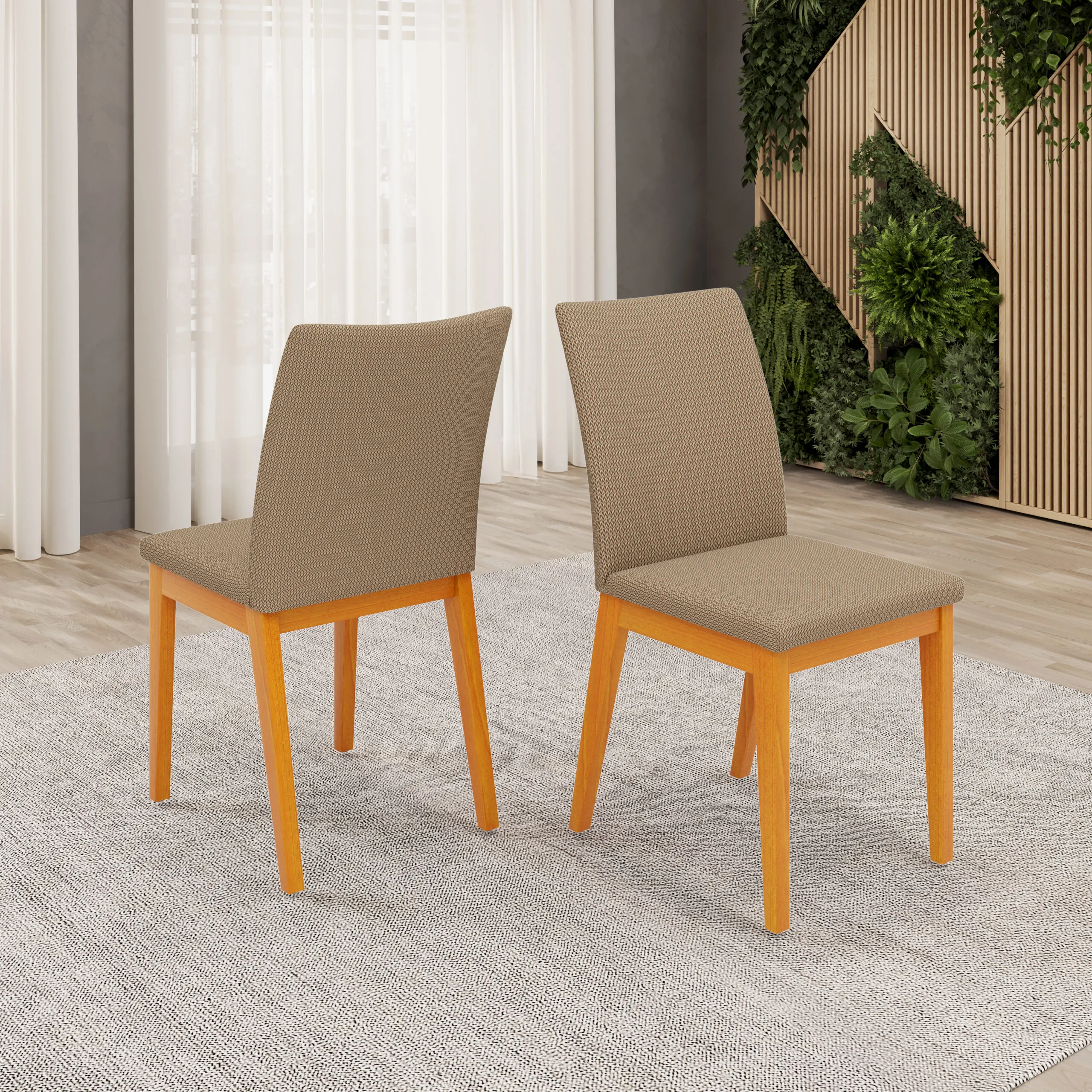 CONJUNTO DE CADEIRA VITORIA (2 UNIDADES) MADEIRA IPE/VELUDO BEGE