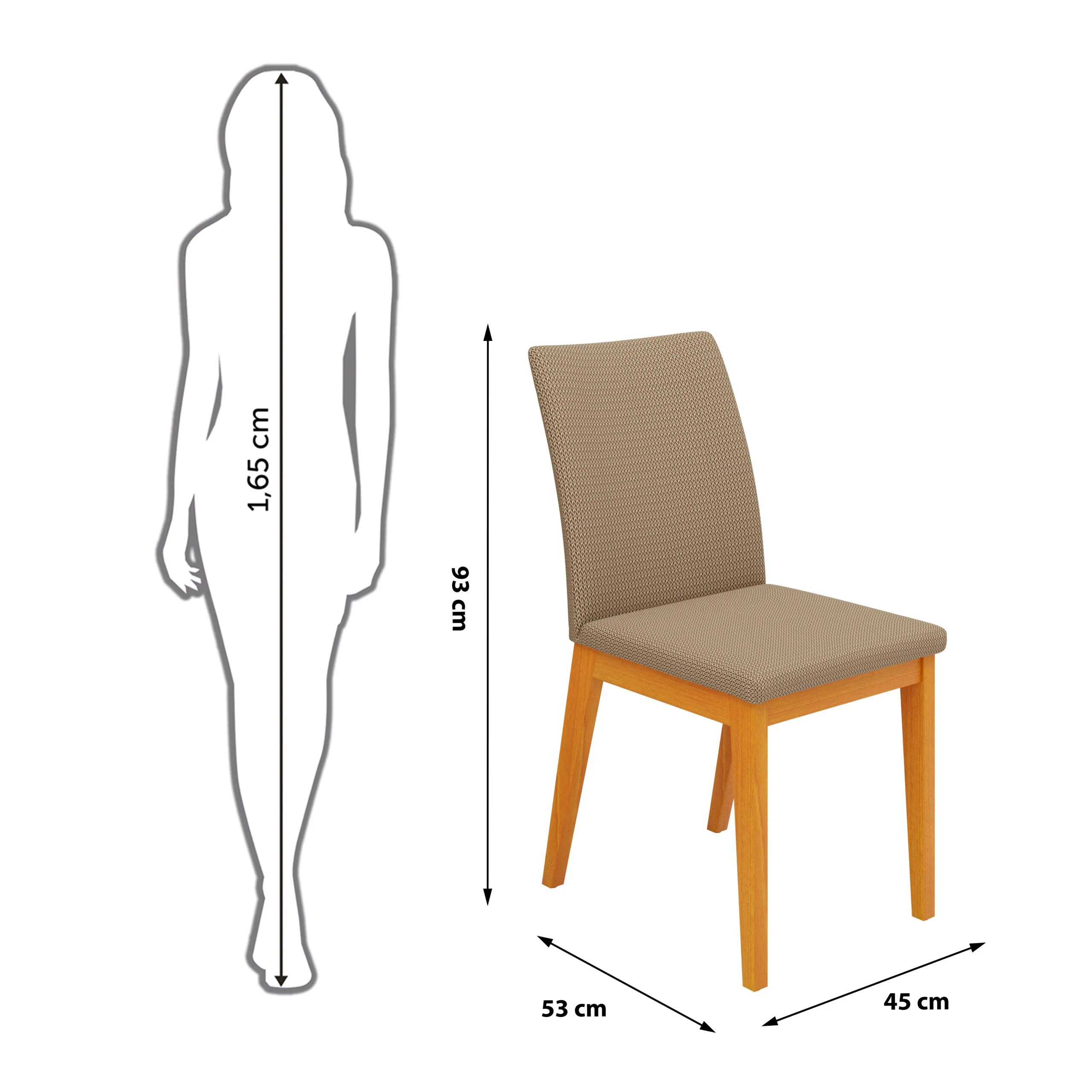 CONJUNTO DE CADEIRA VITORIA (2 UNIDADES) MADEIRA IPE/VELUDO BEGE - Image 3