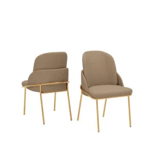 CONJUNTO DE CADEIRA VITTA - COM PES EM METAL DOURADO (6 UNIDADES) DOURADO/LINHO BEGE