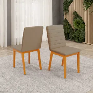 CONJUNTO DE CADEIRA SOFIA (2 UNIDADES) MADEIRA IPE/VELUDO BEGE