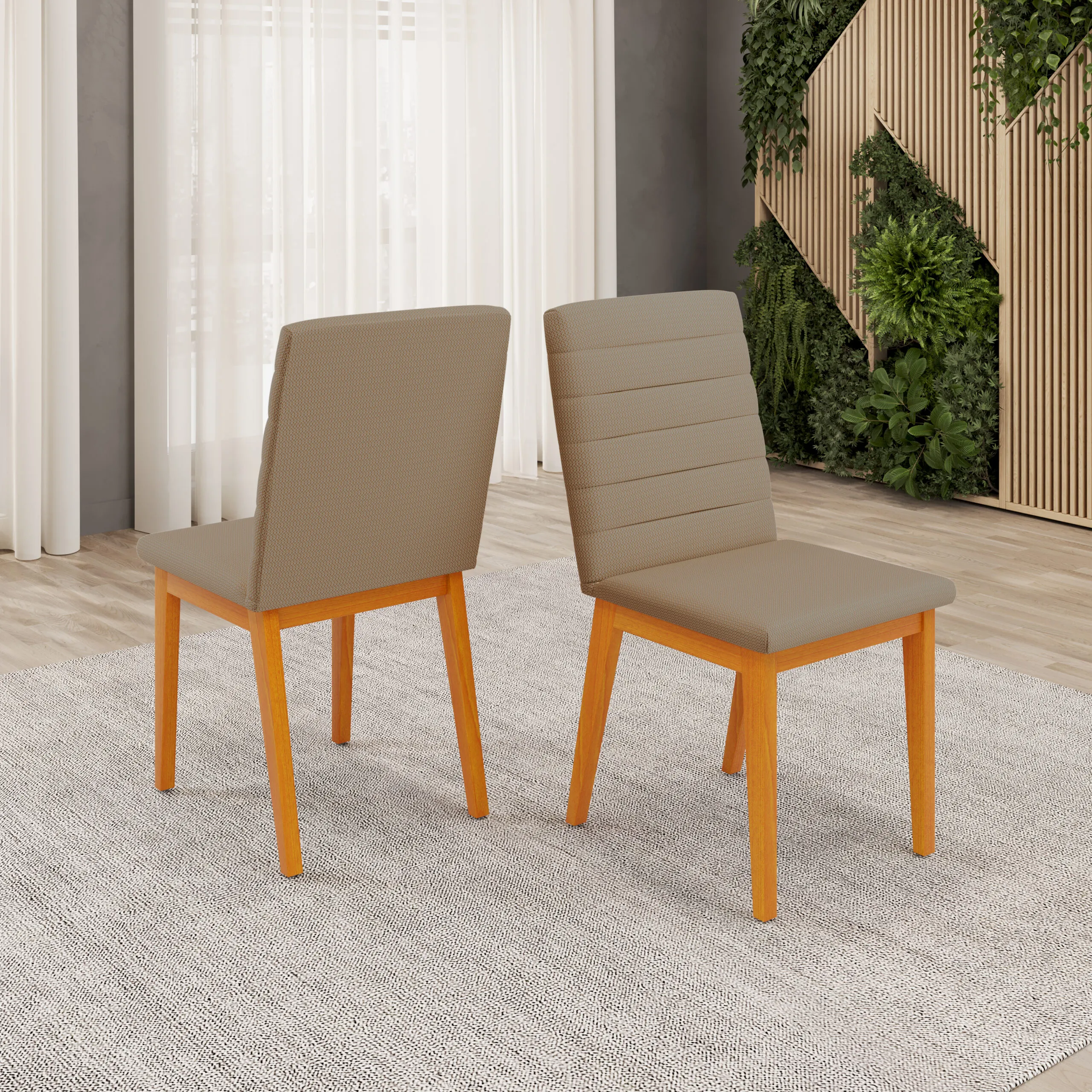 CONJUNTO DE CADEIRA SOFIA (2 UNIDADES) MADEIRA IPE/VELUDO BEGE