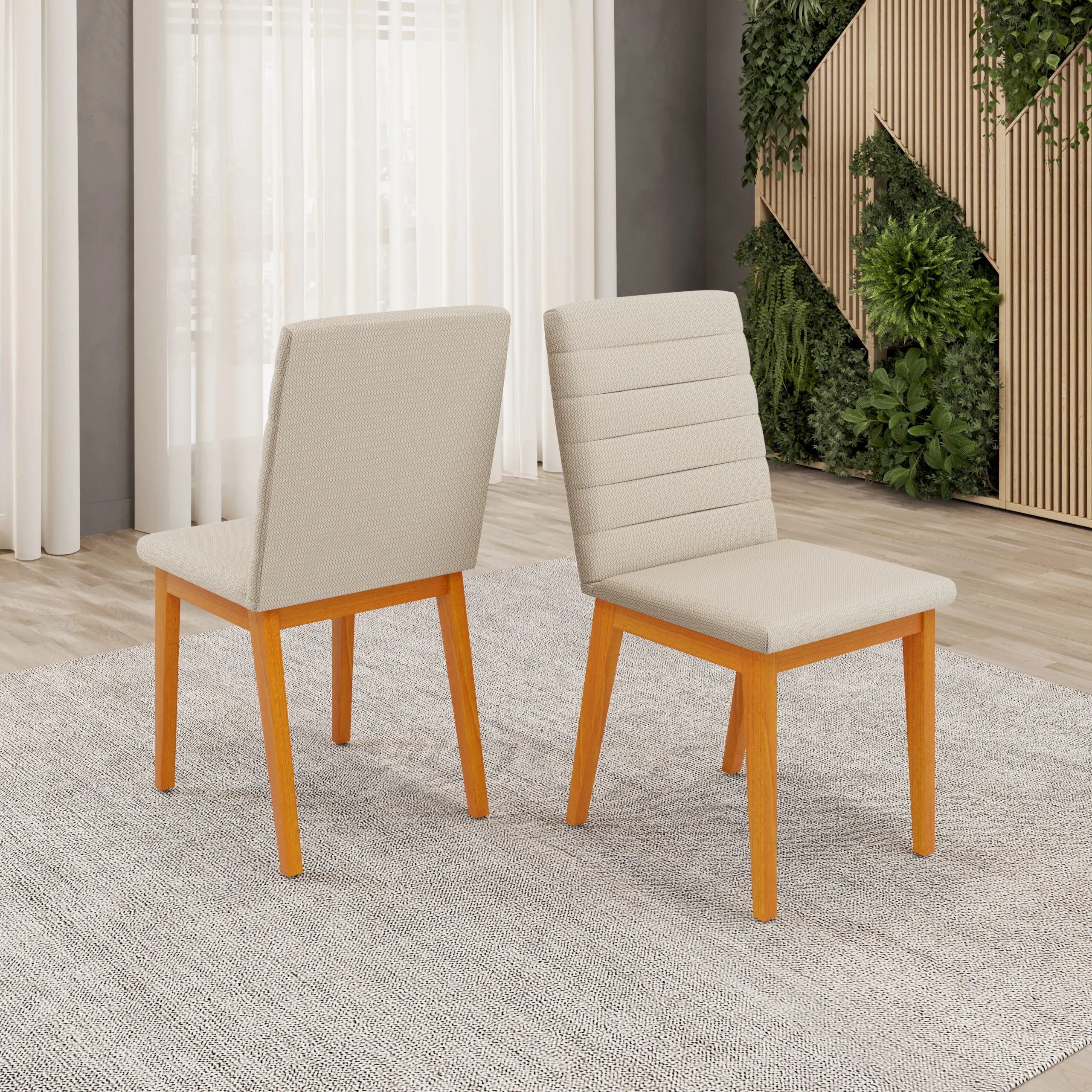 CONJUNTO DE CADEIRA SOFIA (2 UNIDADES) MADEIRA IPE/LINHO NEVE