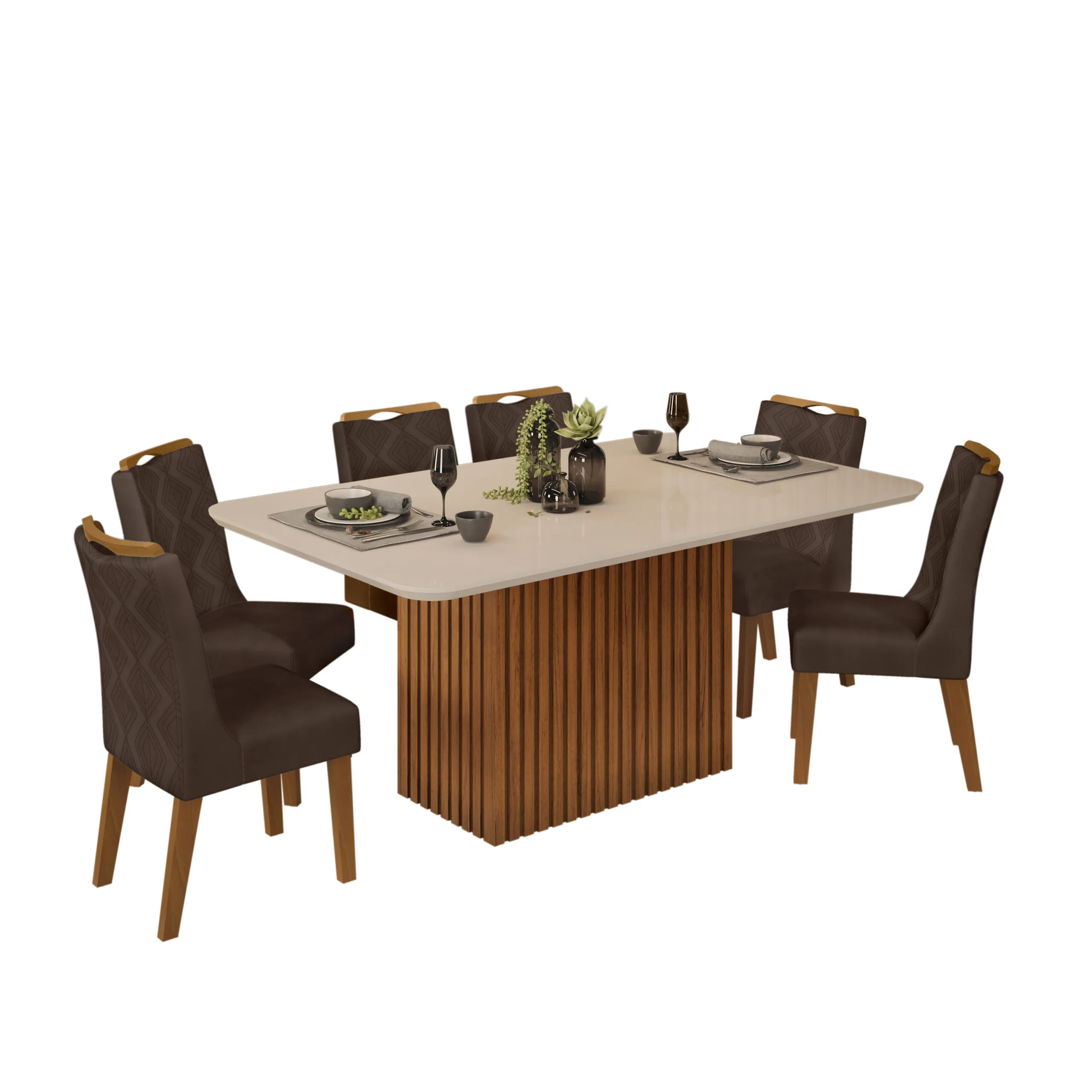 MESA CANES - TAMPO CHANFRADO CURVO 1200X900X22 MM FREIJO/OFF WHITE - Image 8