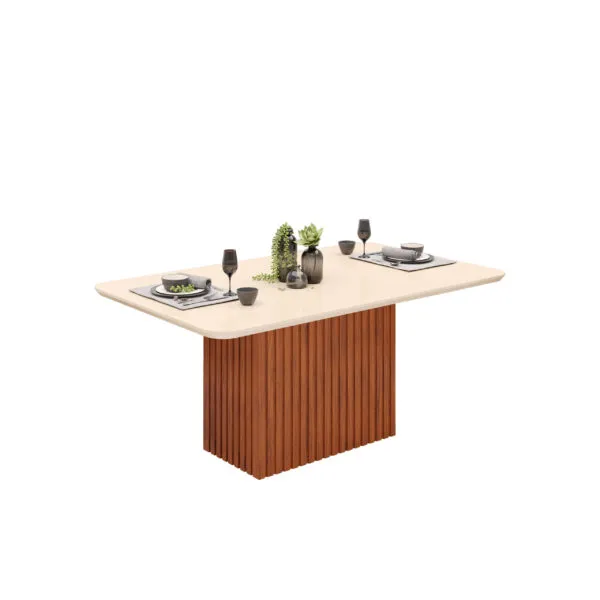 MESA CANES - TAMPO CHANFRADO CURVO 1700X900X30 MM FREIJO/OFF WHITE - Image 7