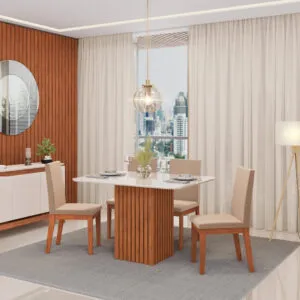 MESA CANES - TAMPO CHANFRADO CURVO 1200X900X22 MM FREIJO/OFF WHITE