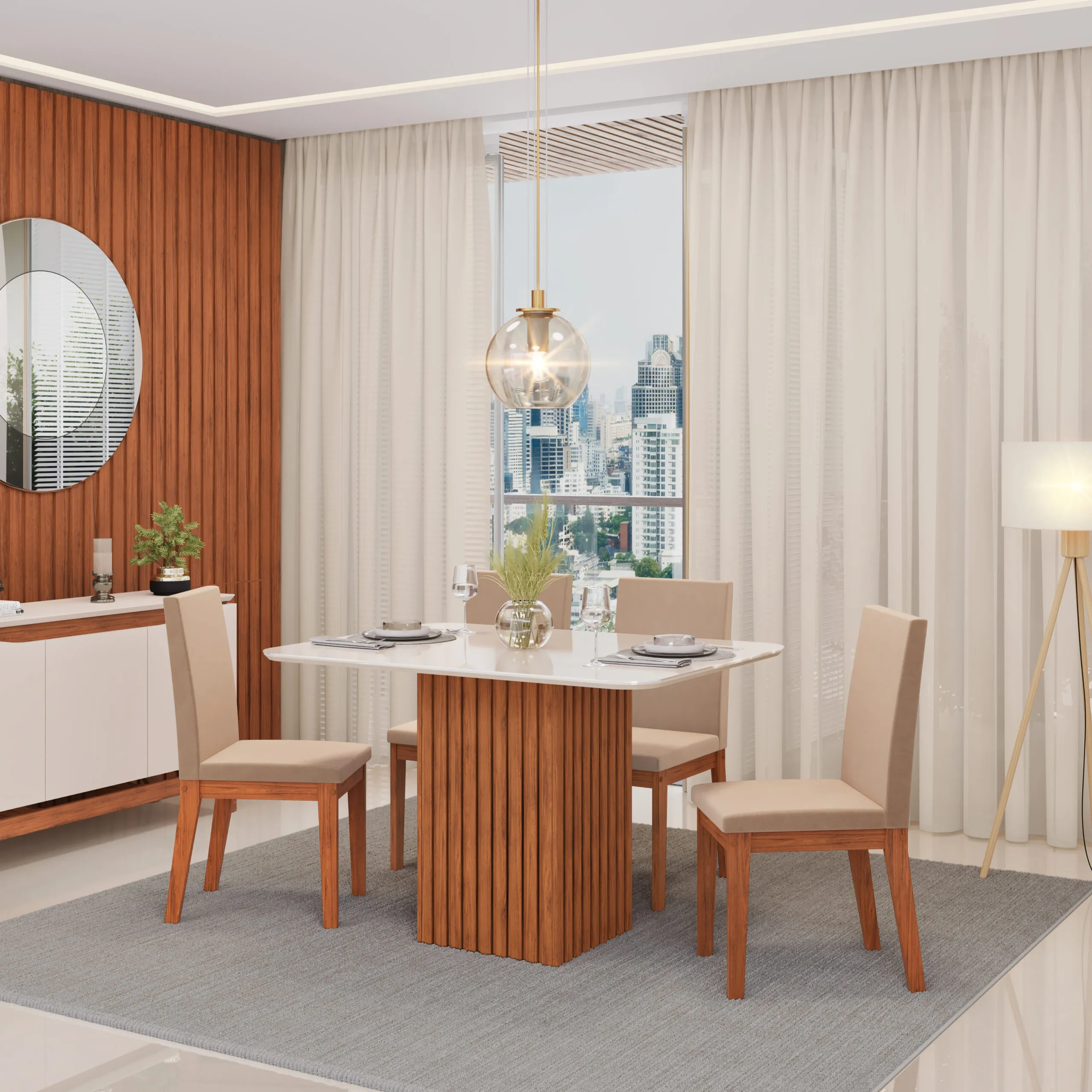 MESA CANES - TAMPO CHANFRADO CURVO 1200X900X22 MM FREIJO/OFF WHITE