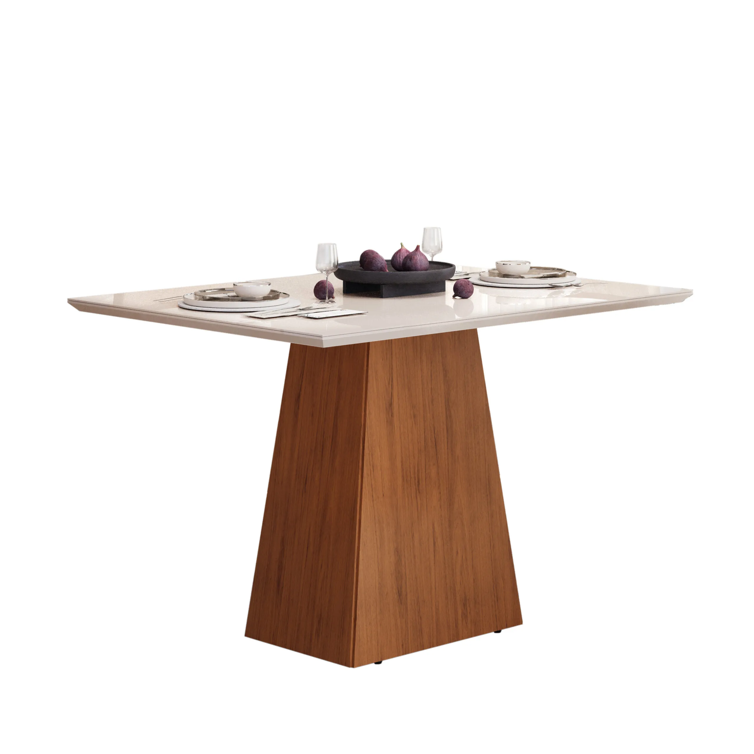 MESA DULCE - TAMPO CHANFRADO SOFT DE MADEIRA COM VIDRO 1200X900X30 FREIJO/OFF WHITE - Image 4