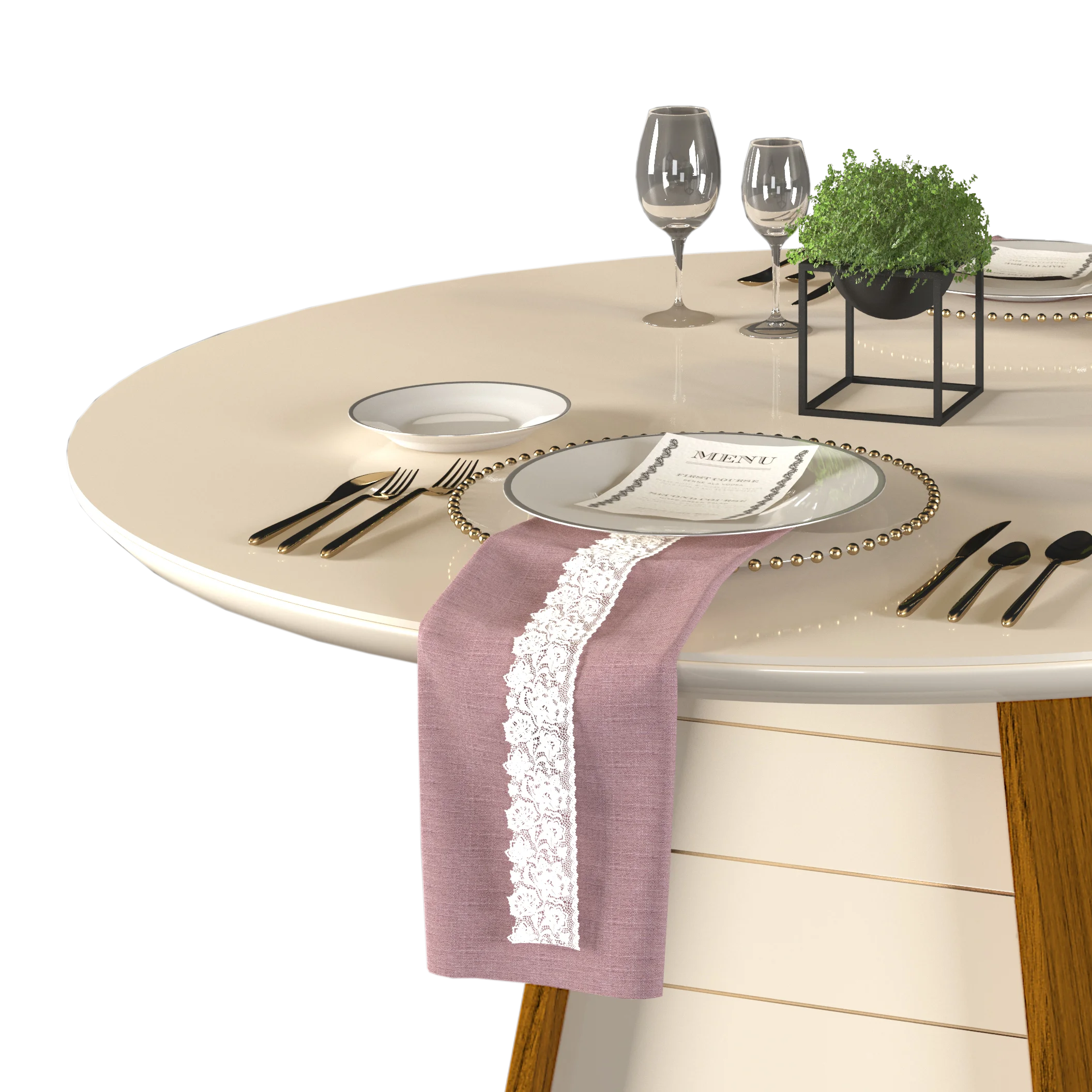 MESA FLER - TAMPO CHANFRADO DE MADEIRA COM VIDRO 1035x807x1035 (REDONDO) FREIJO/OFF WHITE - Image 4