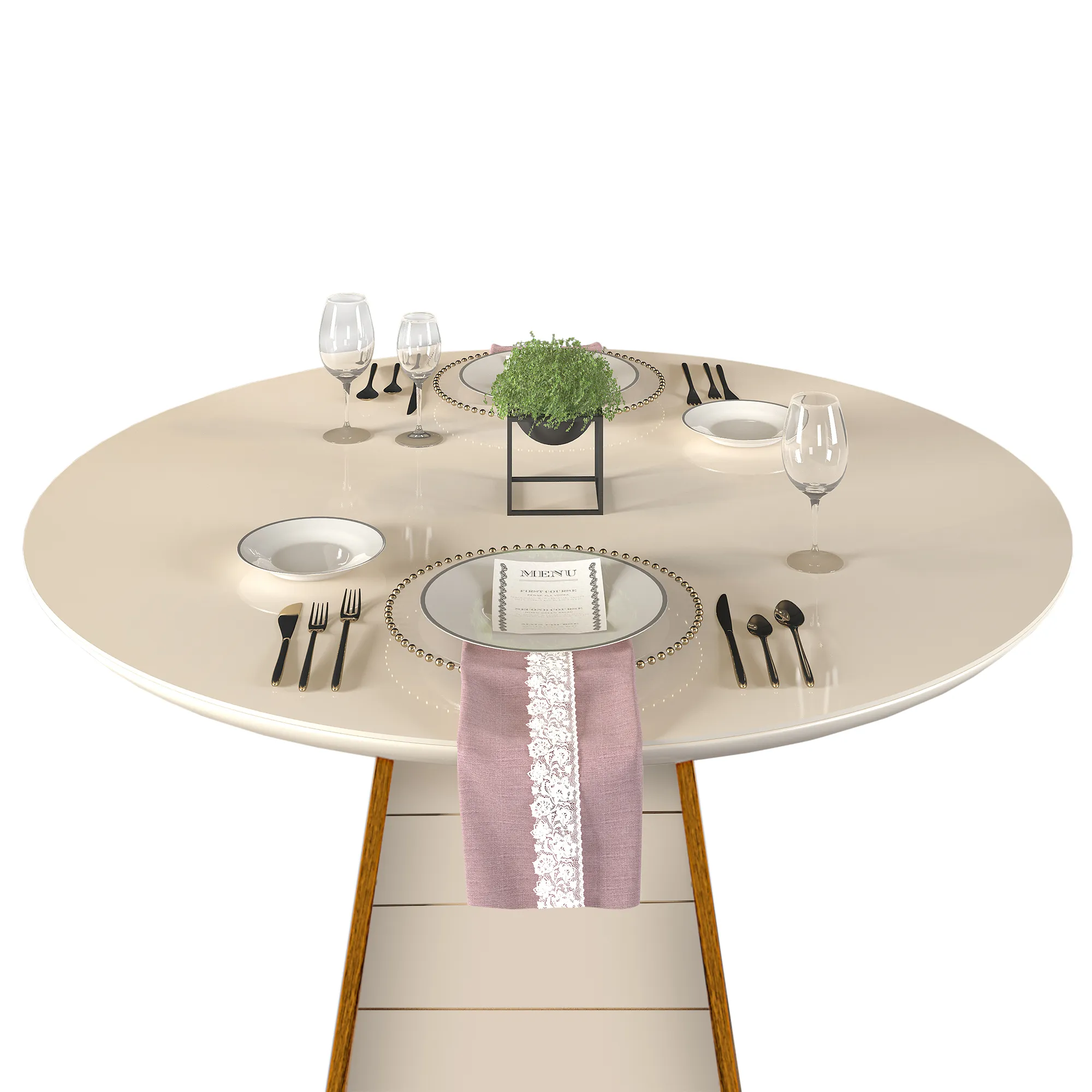 MESA FLER - TAMPO CHANFRADO DE MADEIRA COM VIDRO 1035x807x1035 (REDONDO) FREIJO/OFF WHITE - Image 2