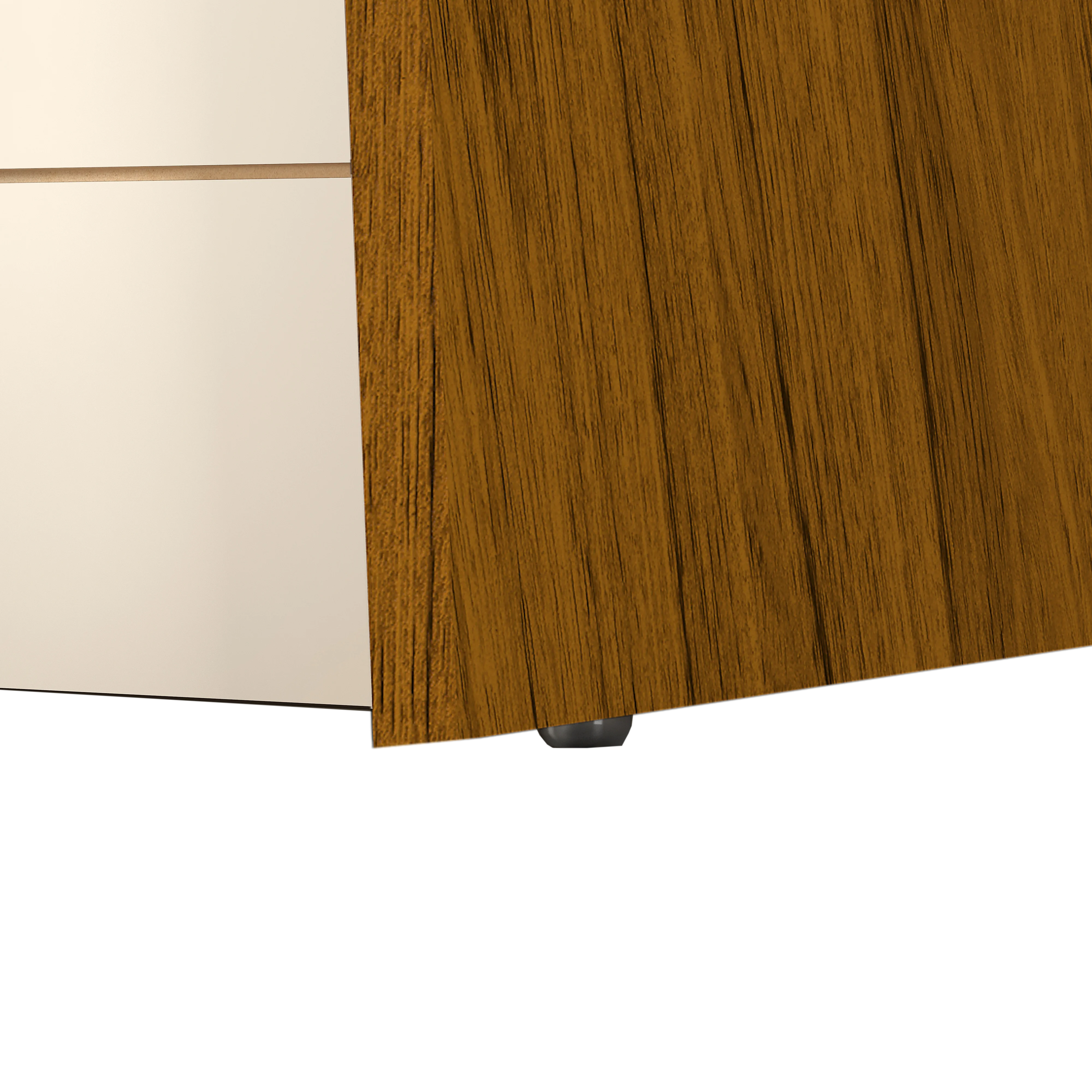 MESA FLER - TAMPO CHANFRADO DE MADEIRA COM VIDRO 1035x807x1035 (REDONDO) FREIJO/OFF WHITE - Image 6