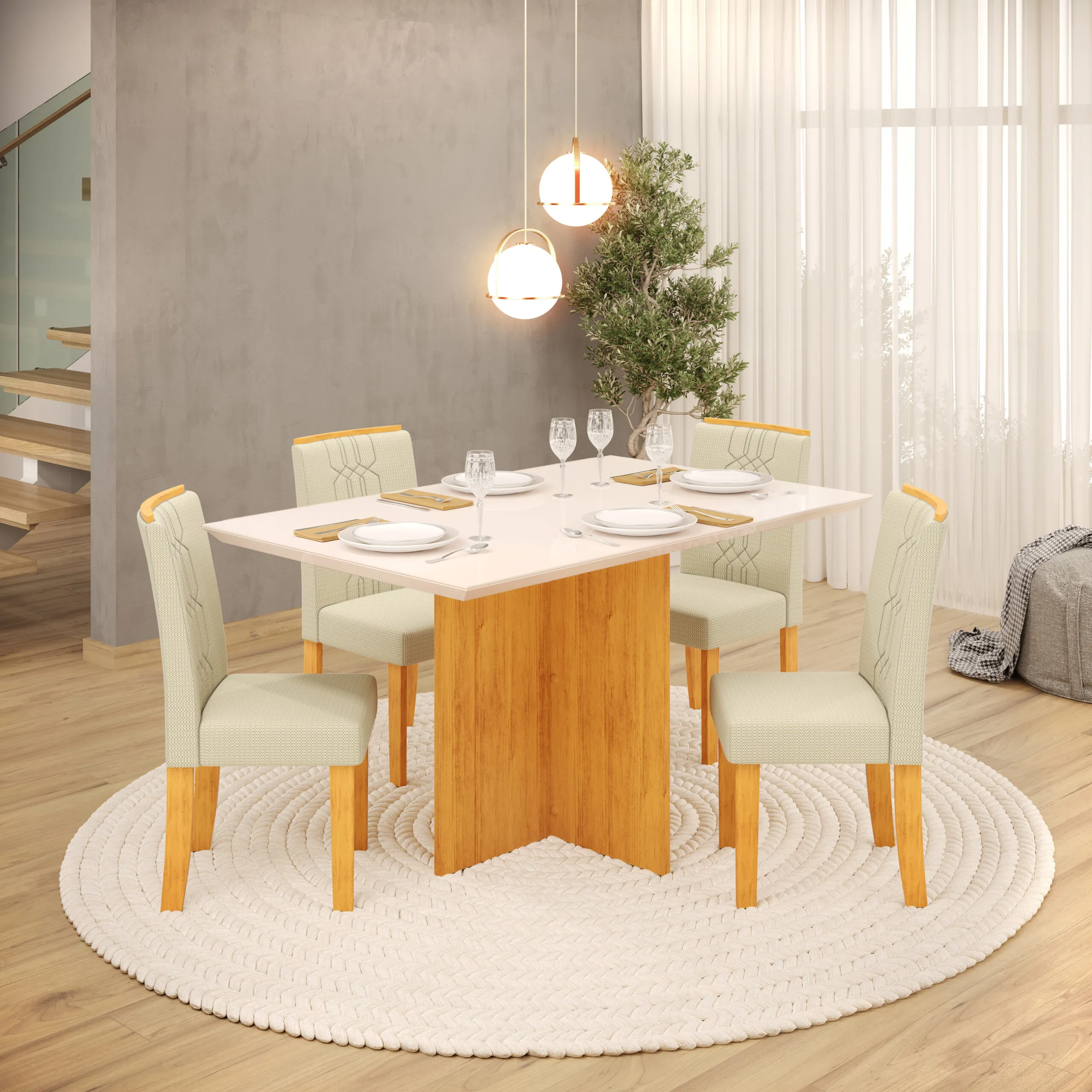 MESA HERA TAMPO CHANFRADO RETO 1200X900X30MM CEDRO/OFF WHITE - Image 2