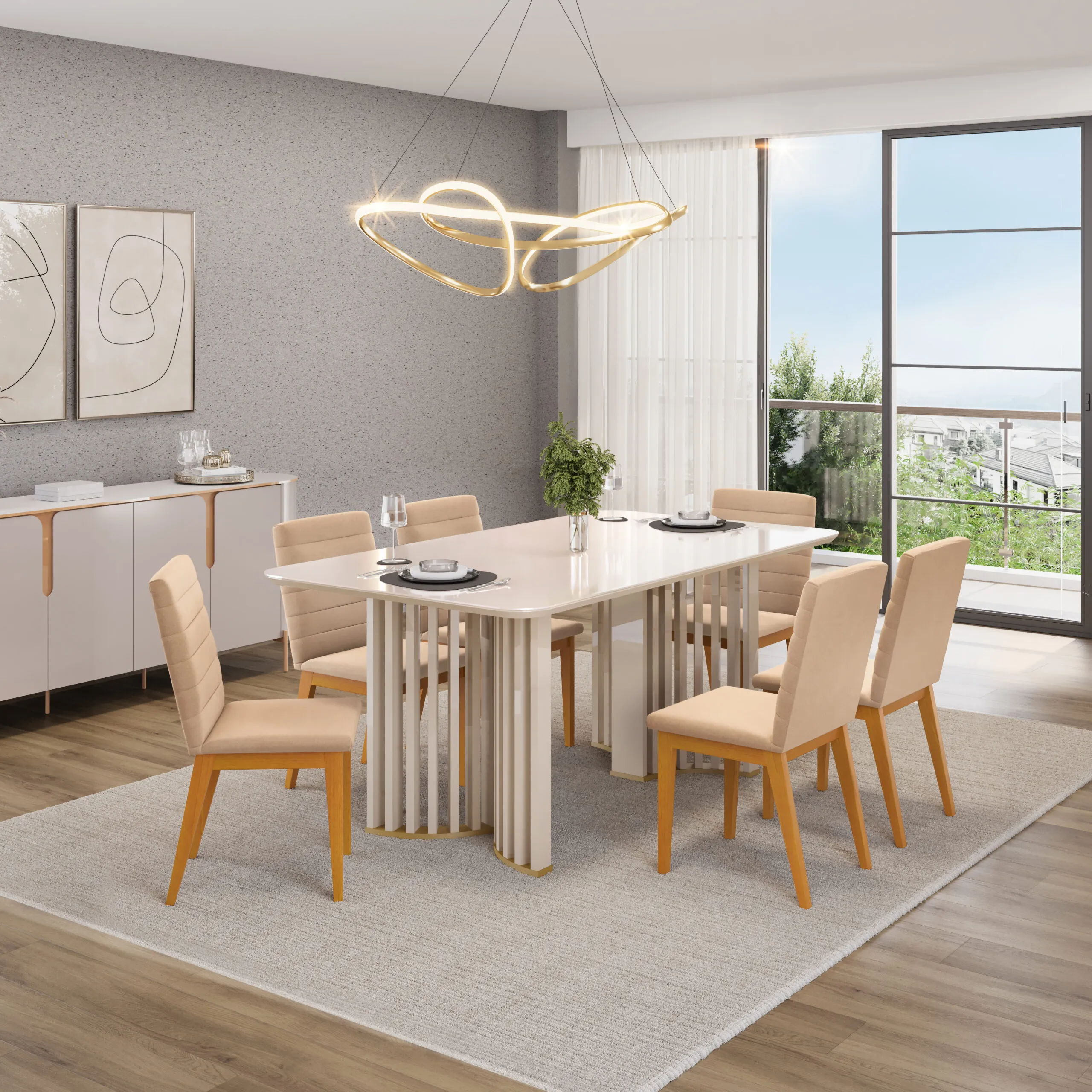 MESA LUMA - TAMPO CHANF. CURVO MAD/VD 1800X1000X30 MM OFF WHITE/OFF WHITE - Image 6