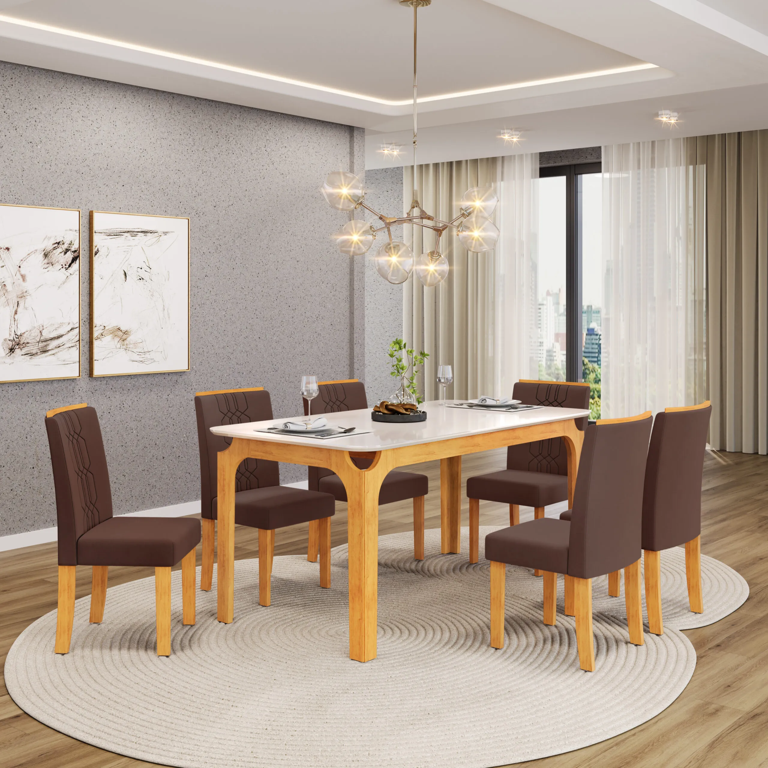 MESA MARINA - TAMPO CHANF. CURVO MAD/VD 1600X800X22MM CEDRO/OFF WHITE