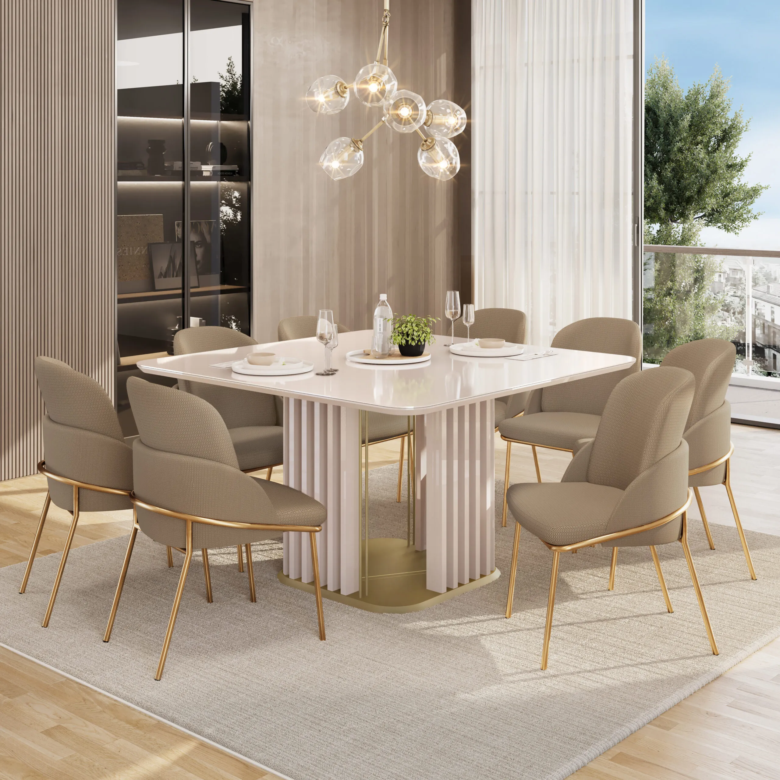 MESA MELISSA - TAMPO CHANF. MAD/VD 1360X1360X30 MM OFF WHITE/OFF WHITE - Image 2