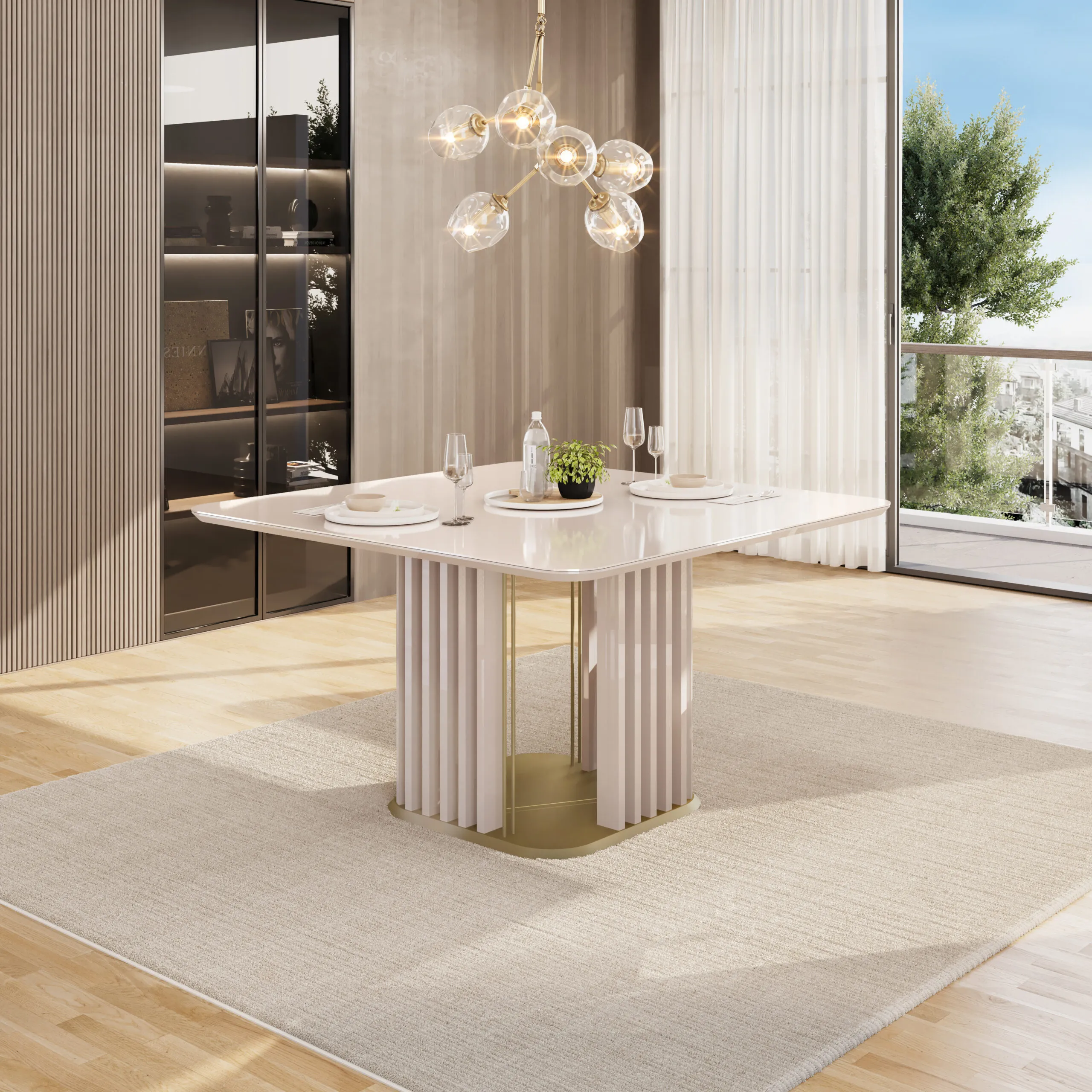 MESA MELISSA - TAMPO CHANF. MAD/VD 1360X1360X30 MM OFF WHITE/OFF WHITE
