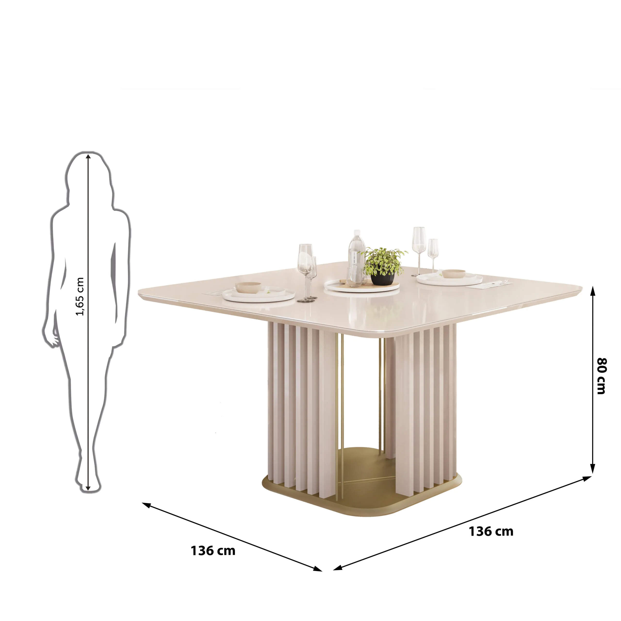 MESA MELISSA - TAMPO CHANF. MAD/VD 1360X1360X30 MM OFF WHITE/OFF WHITE - Image 6