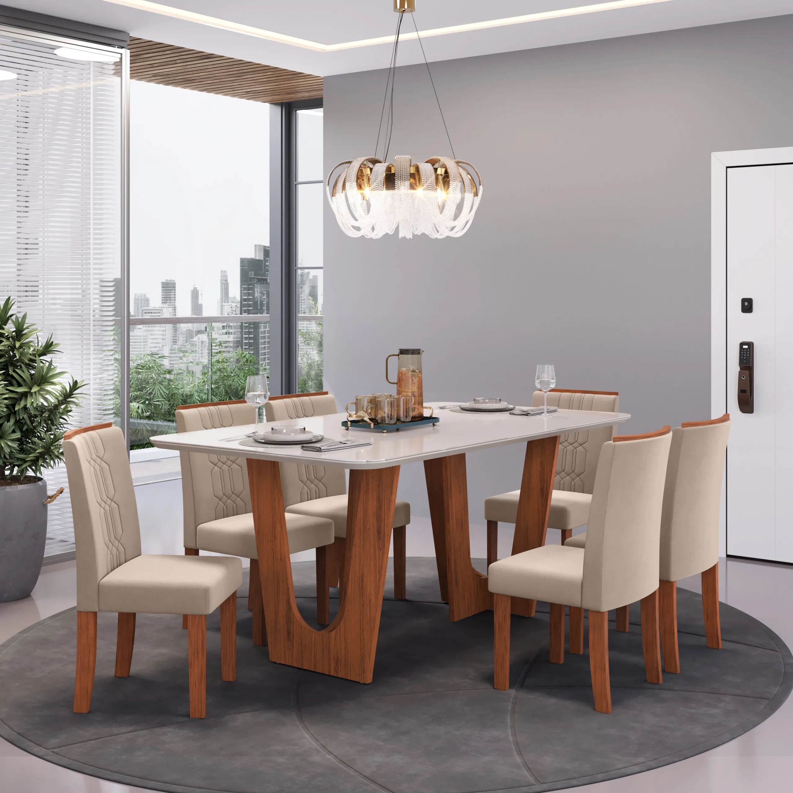 MESA NALA - TAMPO CHANF. MAD/VD 1700X900X30MM FREIJO/OFF WHITE