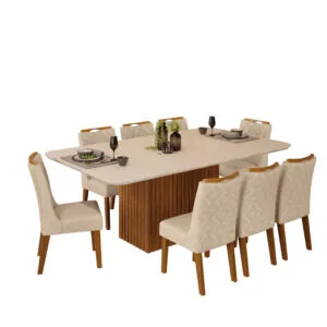 MESA CANES - TAMPO CHANFRADO CURVO 1700X900X30 MM FREIJO/OFF WHITE