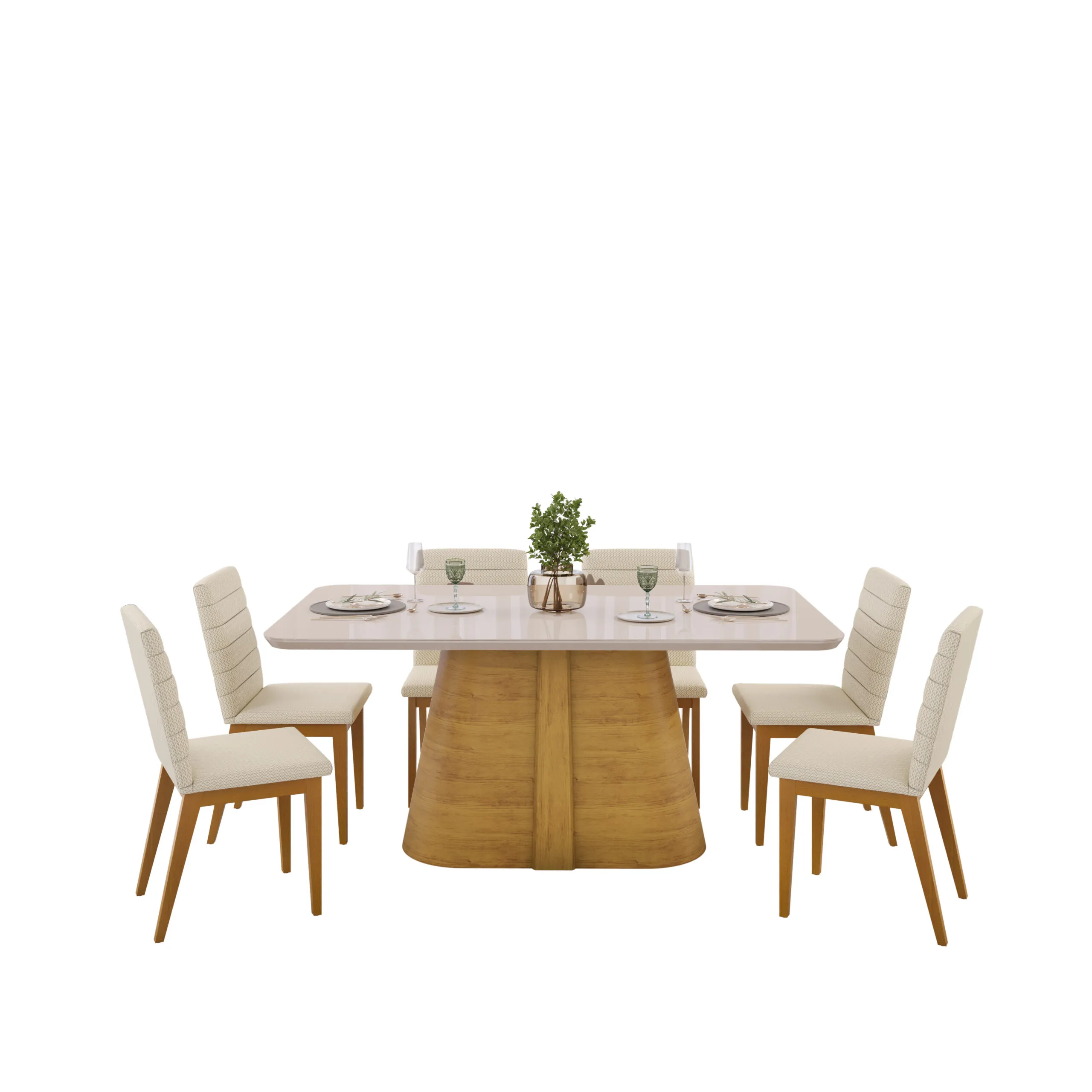 MESA RYZE - TAMPO CHANFRADO CURVO COM VIDRO - 1800X1000X30 MM CEDRO/OFF WHITE - Image 6