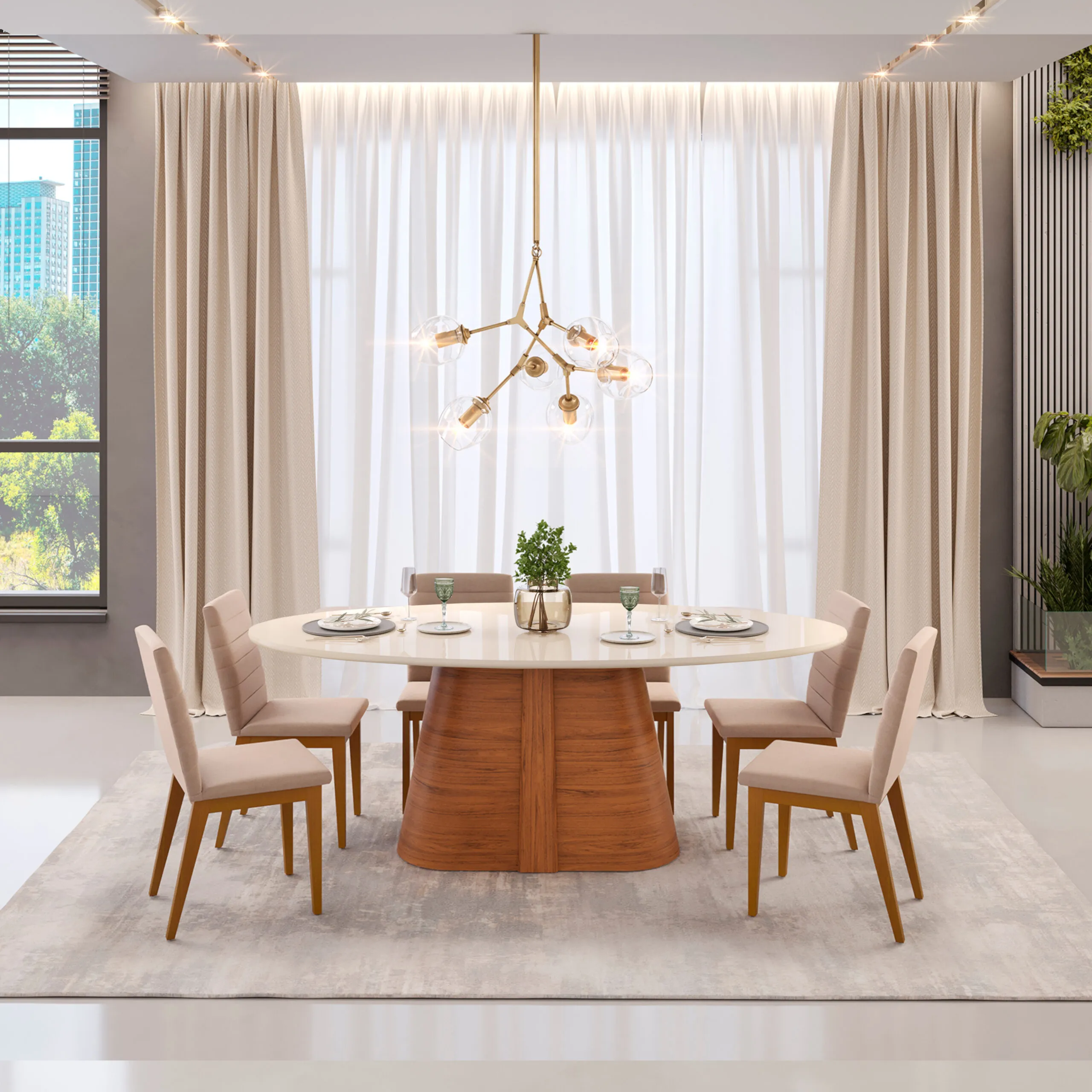 MESA RYZE - TAMPO CHAN. ORGANICO MAD/VD 2180X1080X30 MM FREIJO/ORGÂNICO OFF WHITE - Image 2