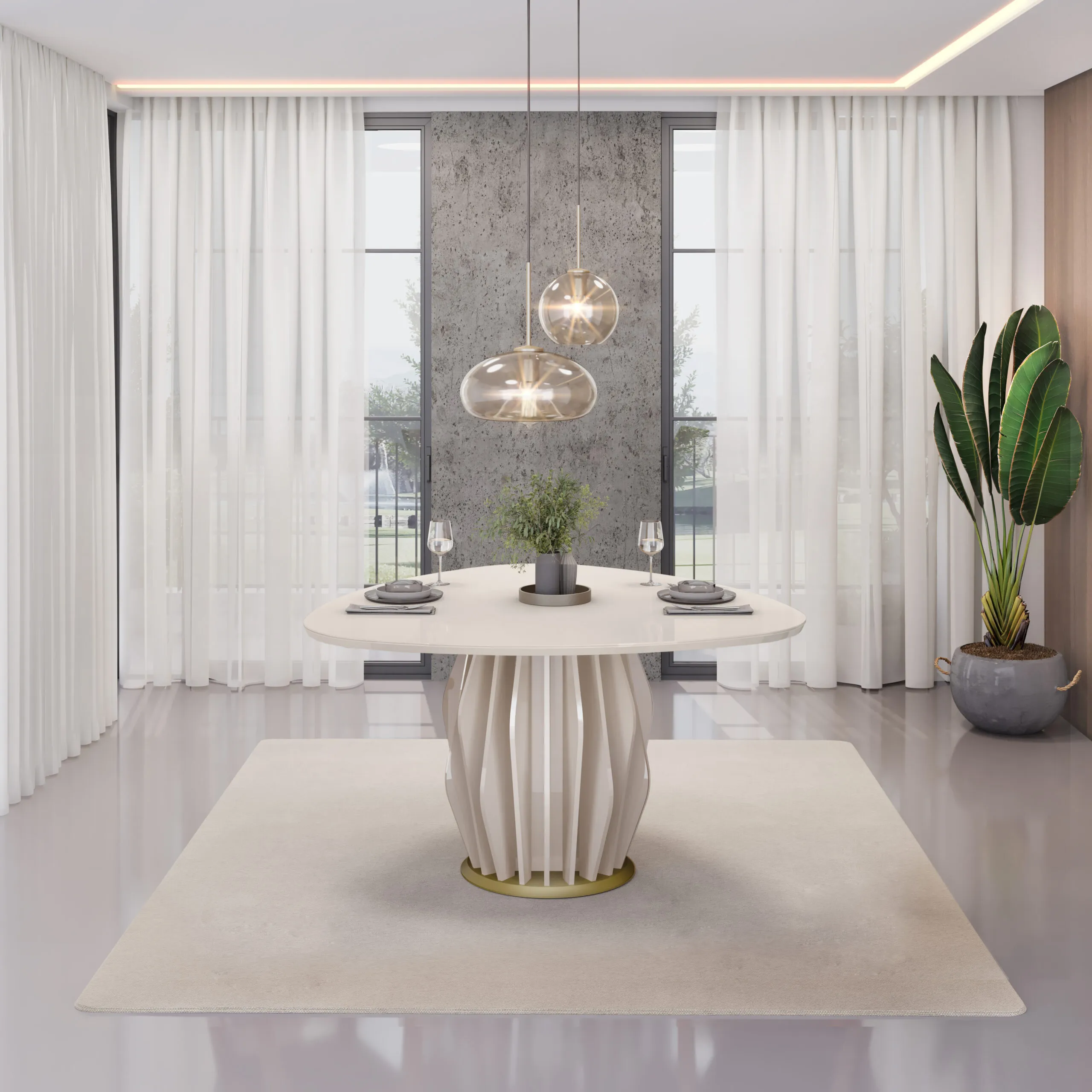 MESA TOKYO - TAMPO CHANF. ORGANICO MAD/VD 1360X1360X30 MM OFF WHITE/OFF WHITE