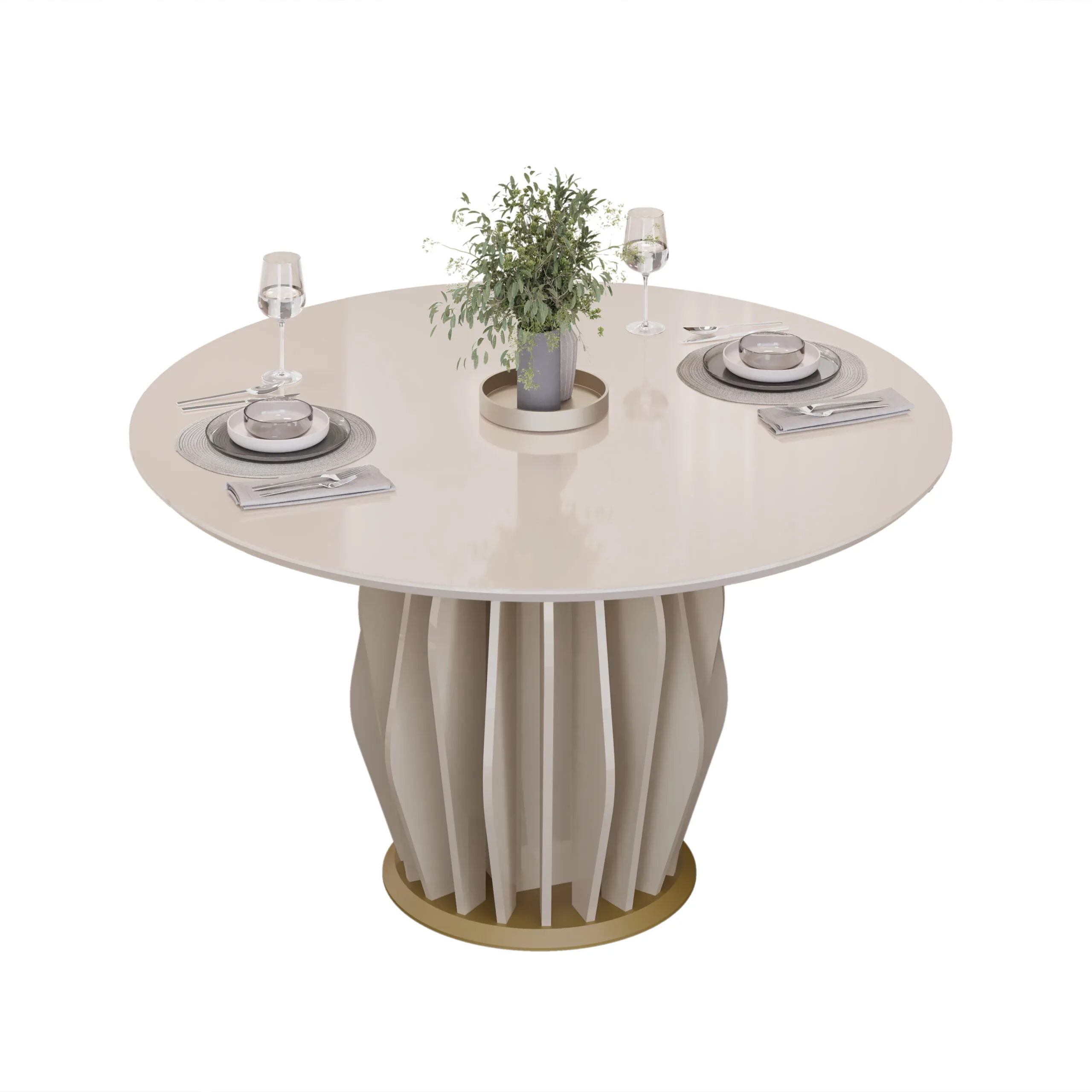 MESA TOKYO - TAMPO CHANF. REDONDO MAD/VD 1360X1360X30 MM OFF WHITE/OFF WHITE