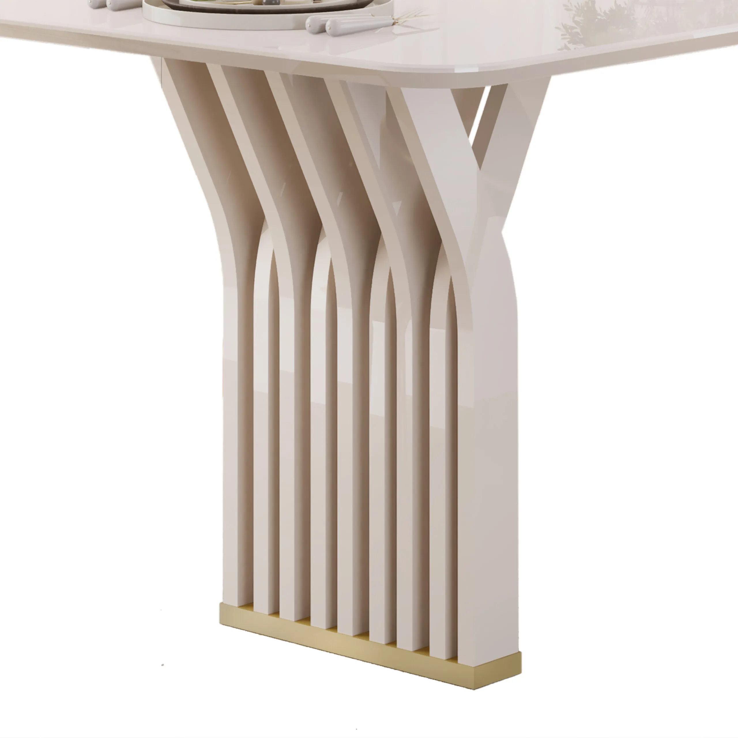 MESA YARA - TAMPO CHANF. CURVO MAD/VD 1700X900X30 MM OFF WHITE/OFF WHITE - Image 2