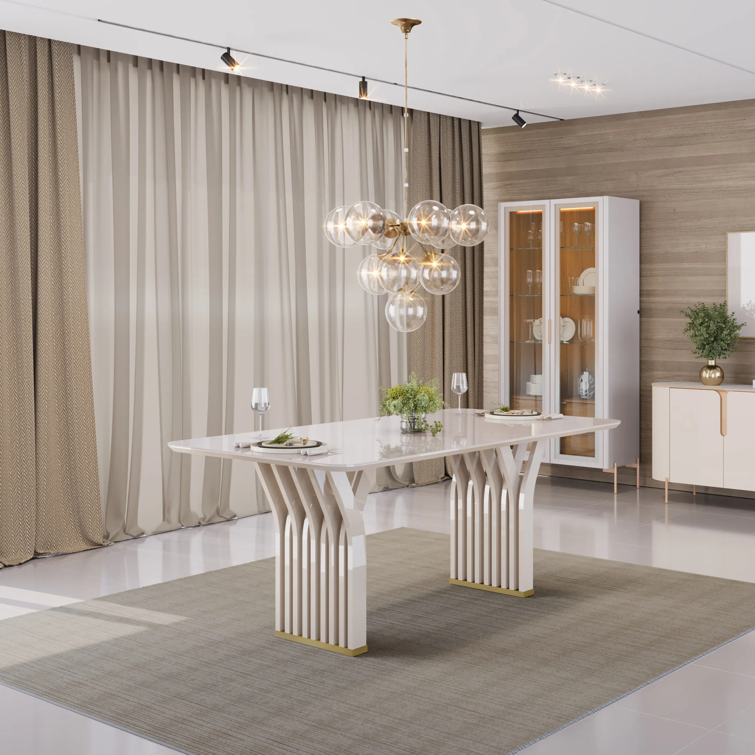 MESA YARA - TAMPO CHANF. CURVO MAD/VD 1800X1000X30 MM OFF WHITE/OFF WHITE