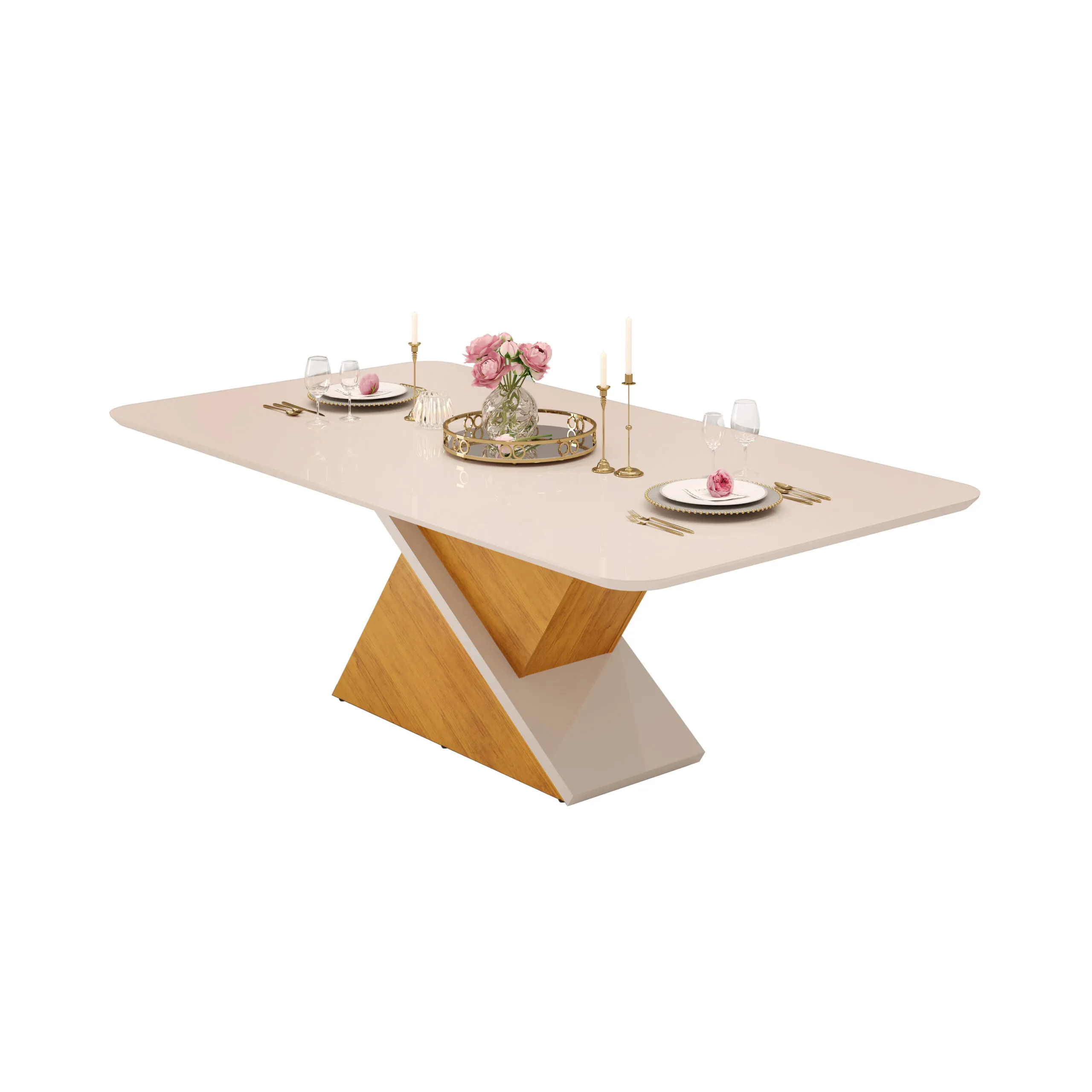 MESA ZAFIRA - TAMPO CHANF. CURVO MAD/VD 2000X1000X30 MM CEDRO/OFF WHITE - Image 2