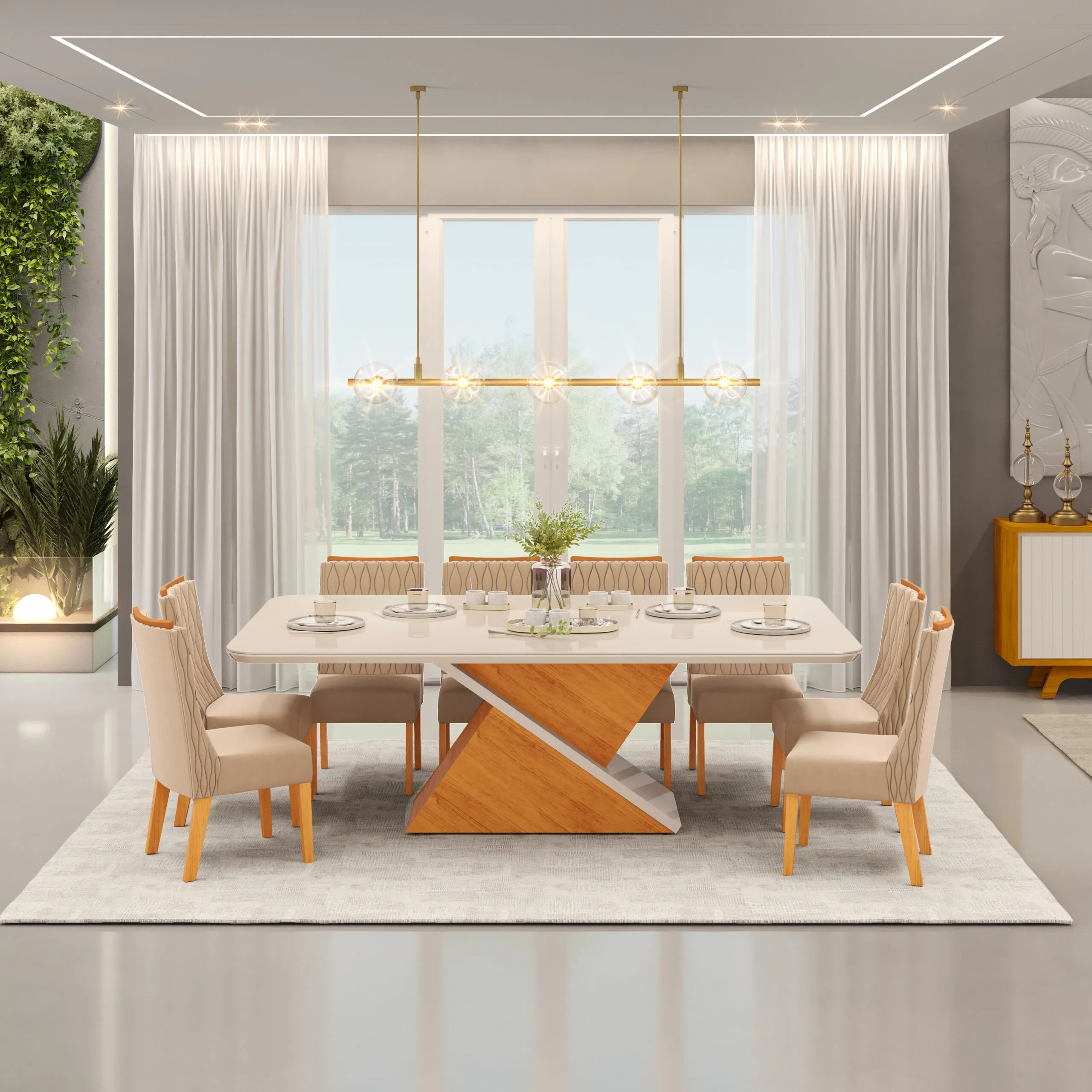 MESA ZAFIRA - TAMPO CHANF. CURVO MAD/VD 2000X1000X30 MM CEDRO/OFF WHITE - Image 4