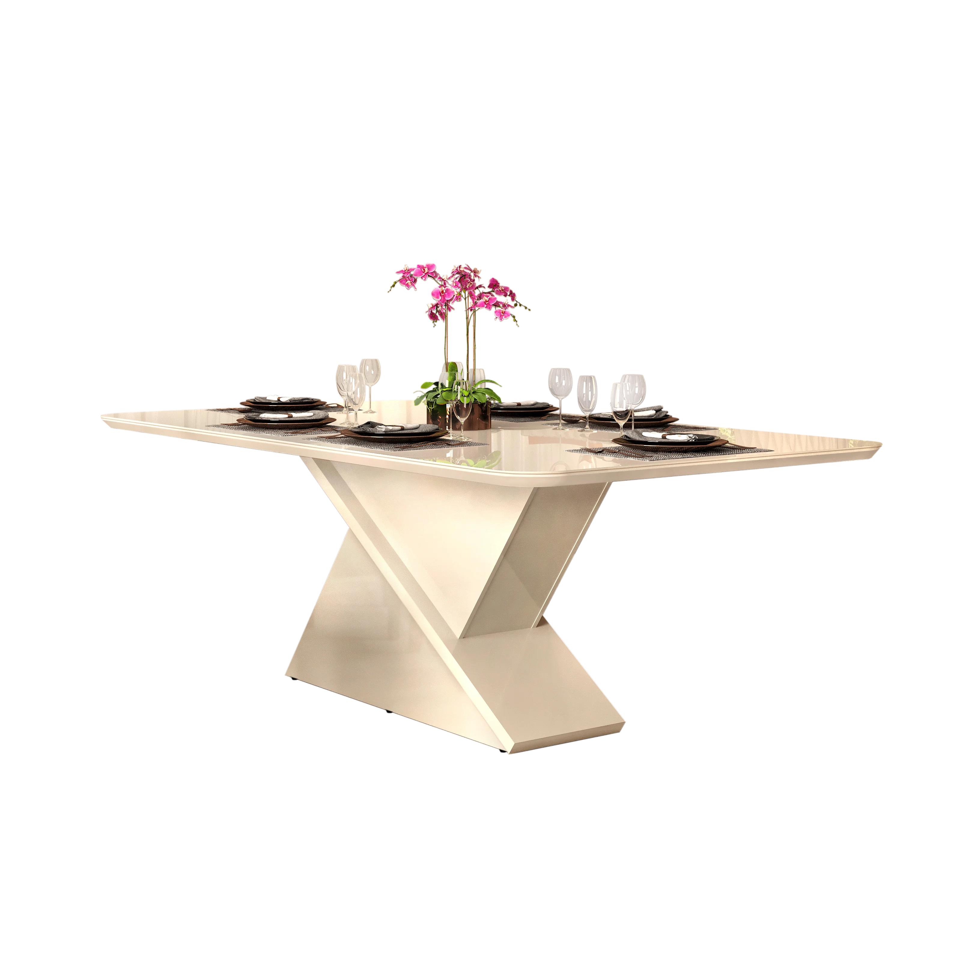 MESA ZAFIRA - TAMPO CHANF. CURVO MAD/VD 2000X1000X30 MM OFF WHITE/OFF WHITE - Image 4