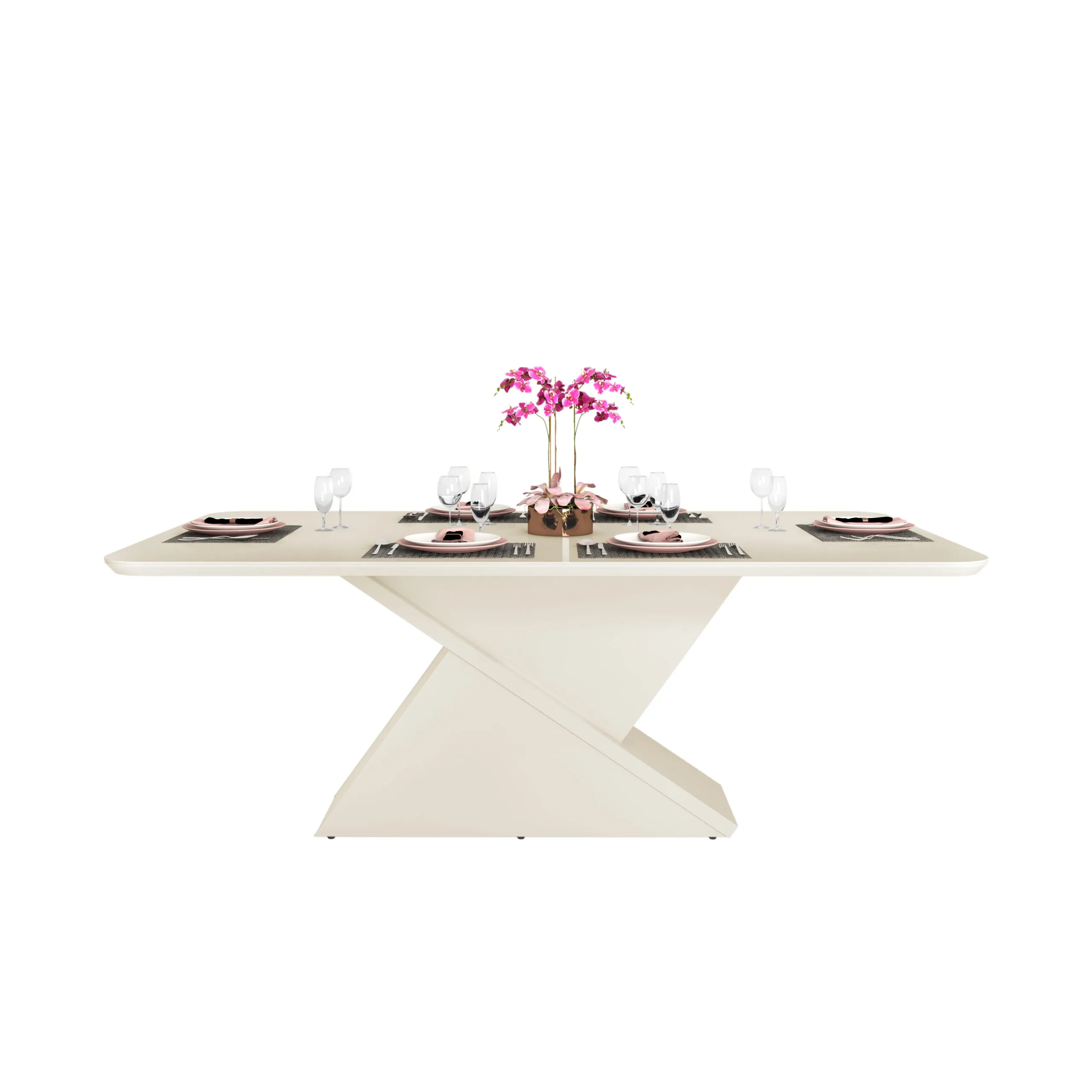 MESA ZAFIRA - TAMPO CHANF. CURVO MAD/VD 2000X1000X30 MM OFF WHITE/OFF WHITE - Image 2