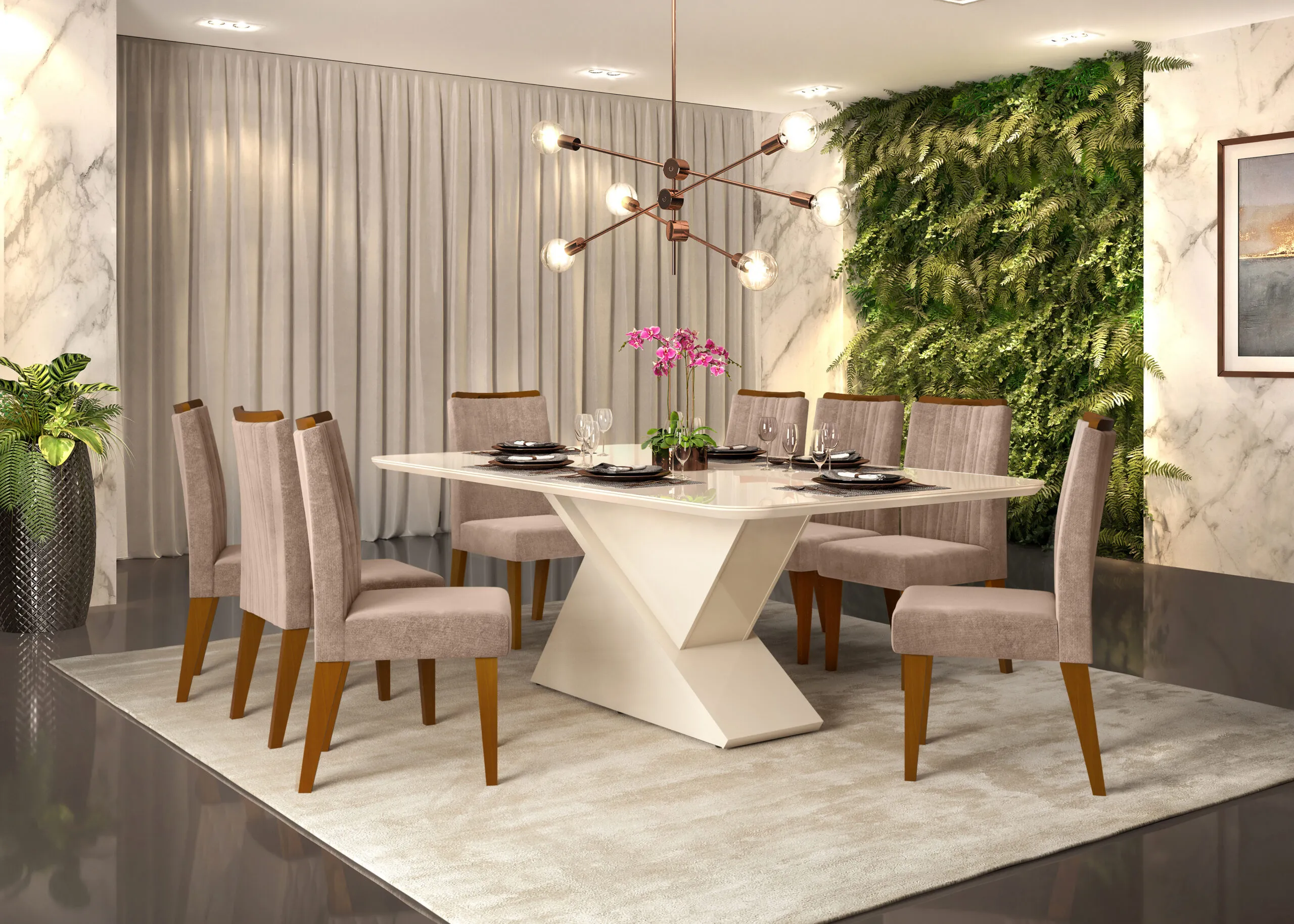 MESA ZAFIRA - TAMPO CHANF. CURVO MAD/VD 2000X1000X30 MM OFF WHITE/OFF WHITE - Image 8