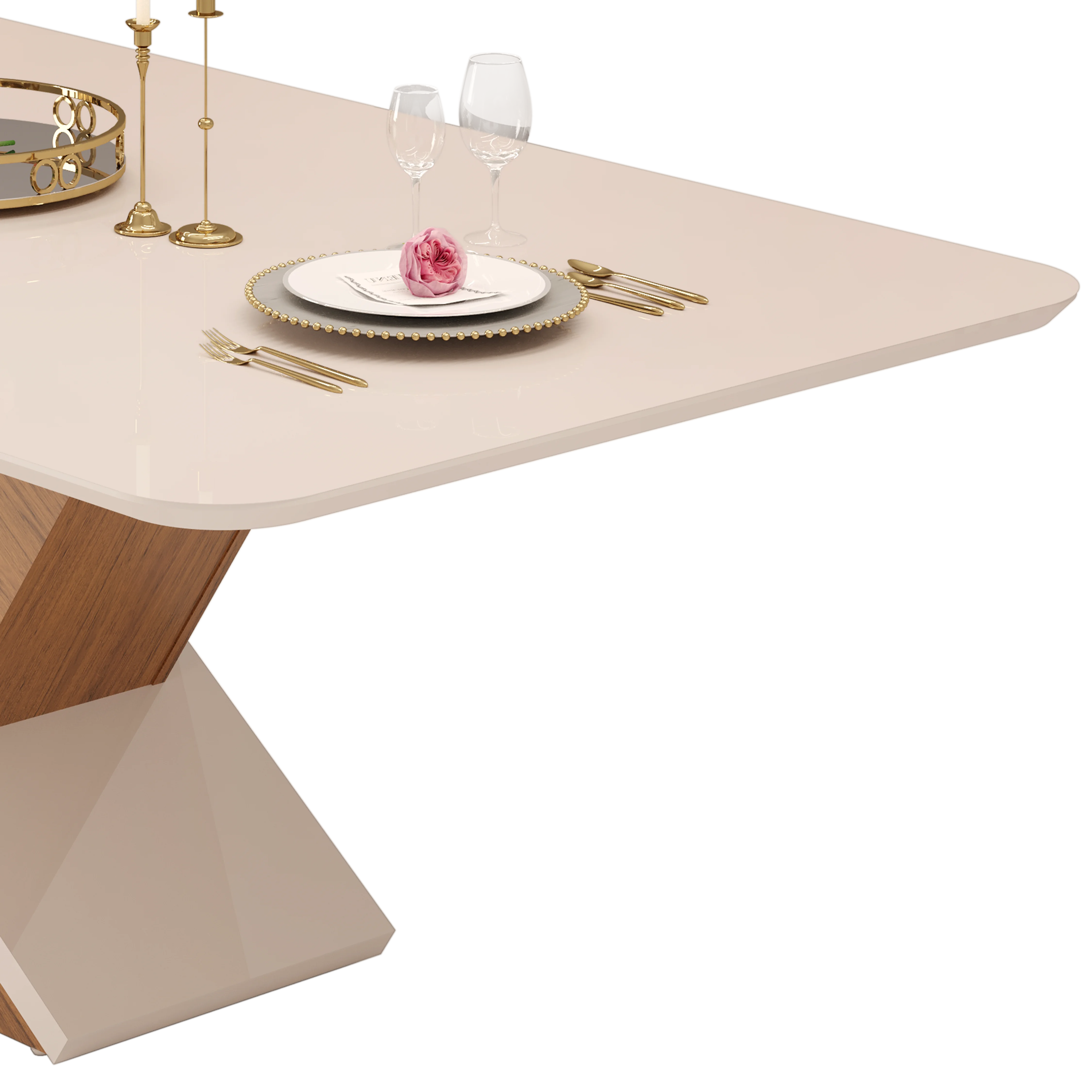 MESA ZAFIRA - TAMPO CHANF. CURVO MAD/VD 2000X1000X30 MM OFF WHITE/OFF WHITE - Image 6