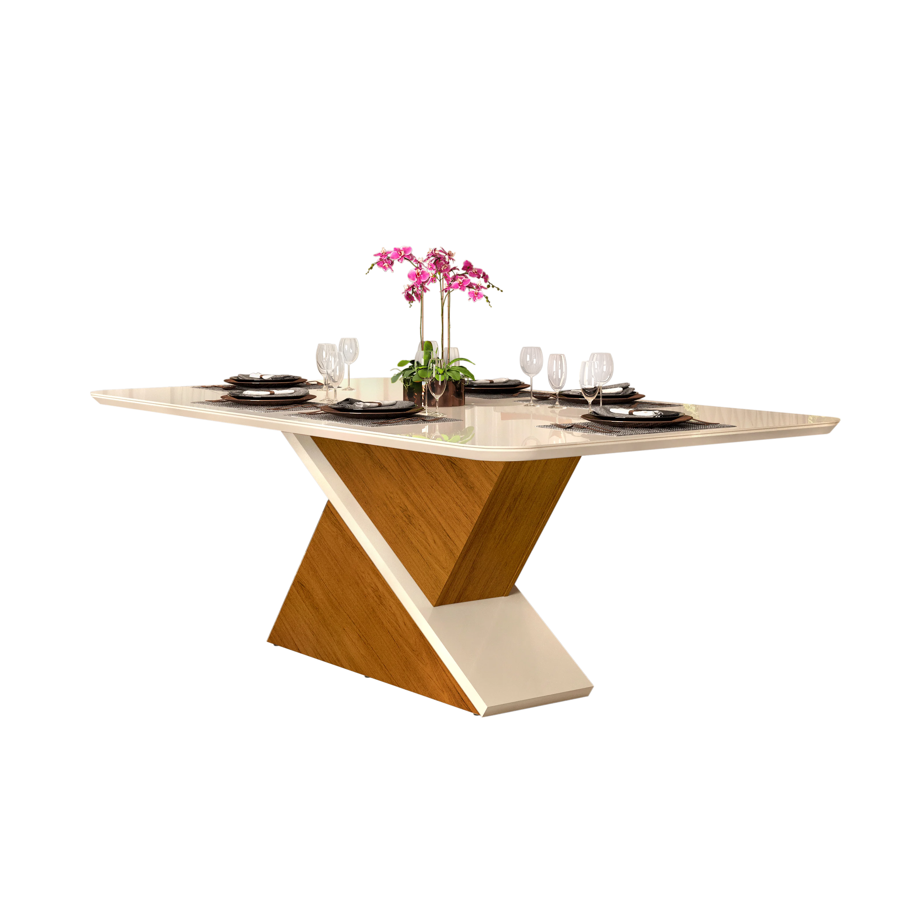 MESA ZAFIRA - TAMPO CHANF. CURVO MAD/VD 2000X1000X30 MM FREIJO/OFF WHITE - Image 2