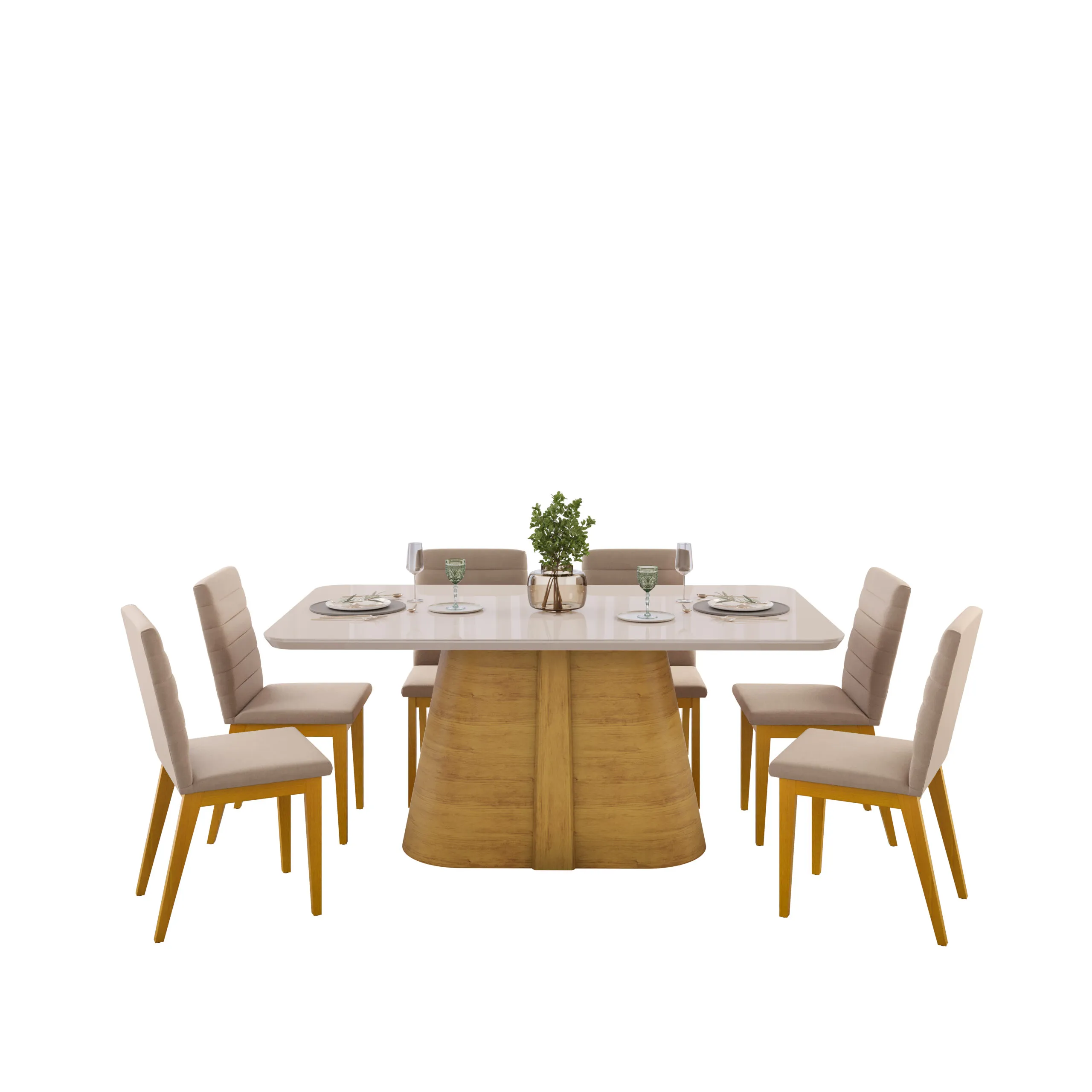 MESA RYZE - TAMPO CHANFRADO CURVO COM VIDRO - 1800X1000X30 MM CEDRO/OFF WHITE - Image 4