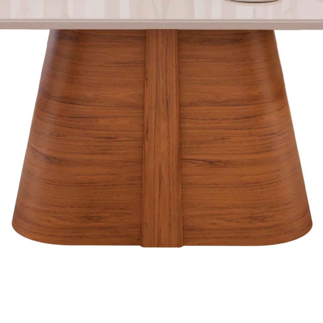 MESA RYZE - TAMPO CHANFRADO CURVO COM VIDRO - 1800X1000X30 MM FREIJO/OFF WHITE - Image 3