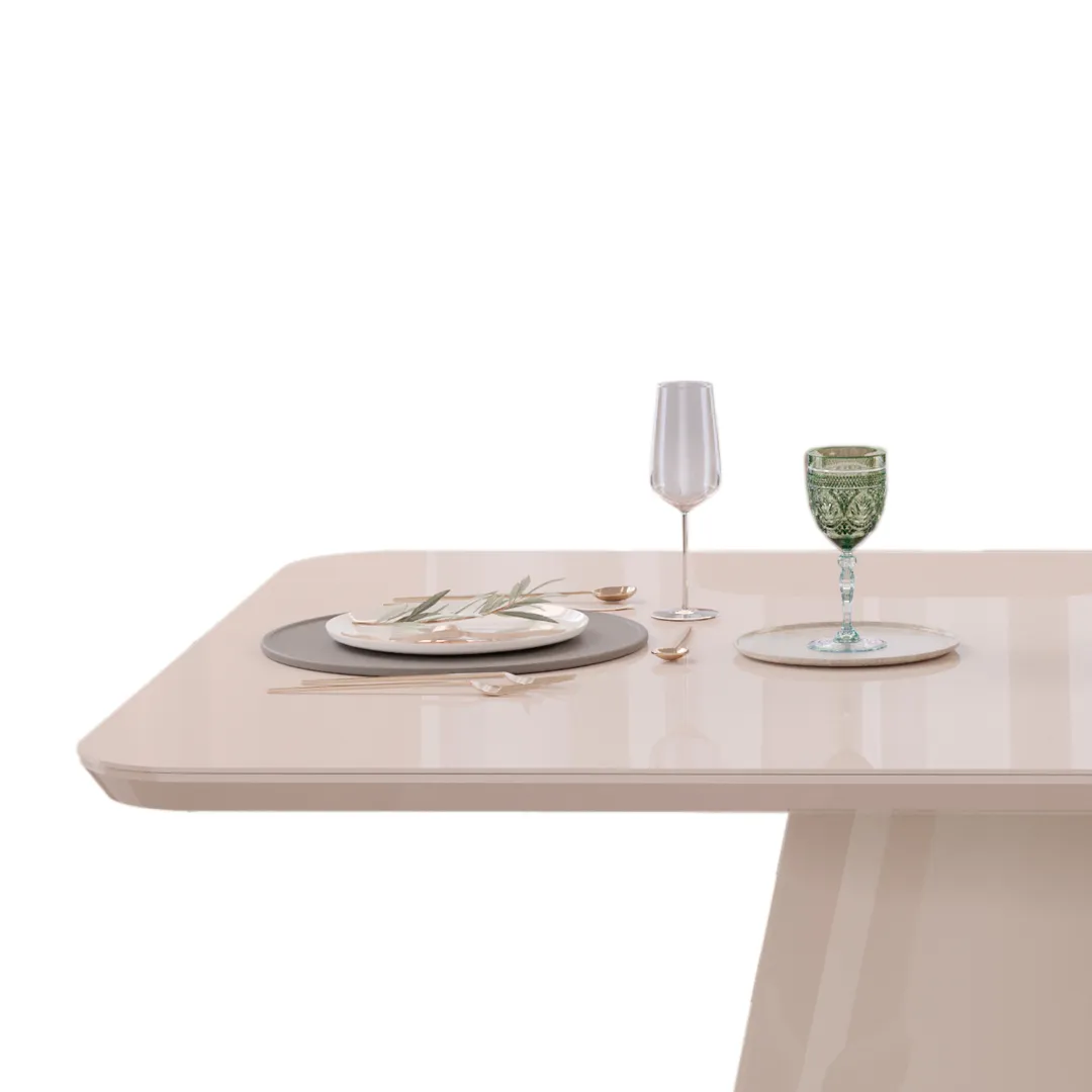 MESA RYZE - TAMPO CHANFRADO CURVO COM VIDRO - 1800X1000X30 MM OFF WHITE/FREIJO/OFF WHITE - Image 3